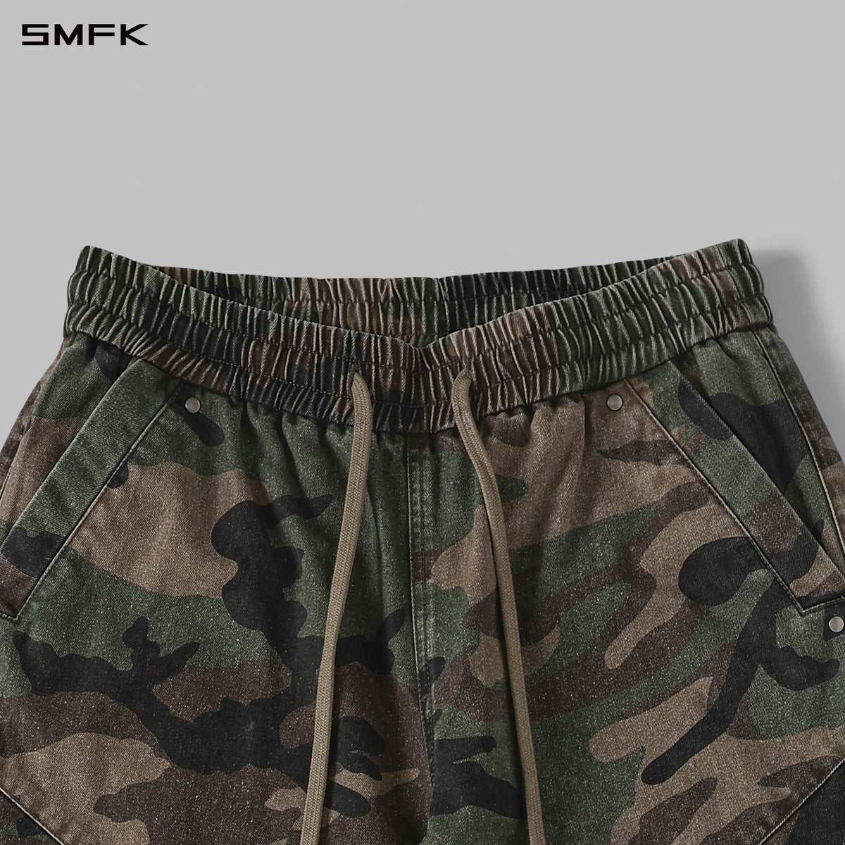 MIRAGE SIREN COLD DYE LOOSE SPORTS CARGO PANTS/COTTON+GARMENT DYE/U GREEN CAMOUFLAGE