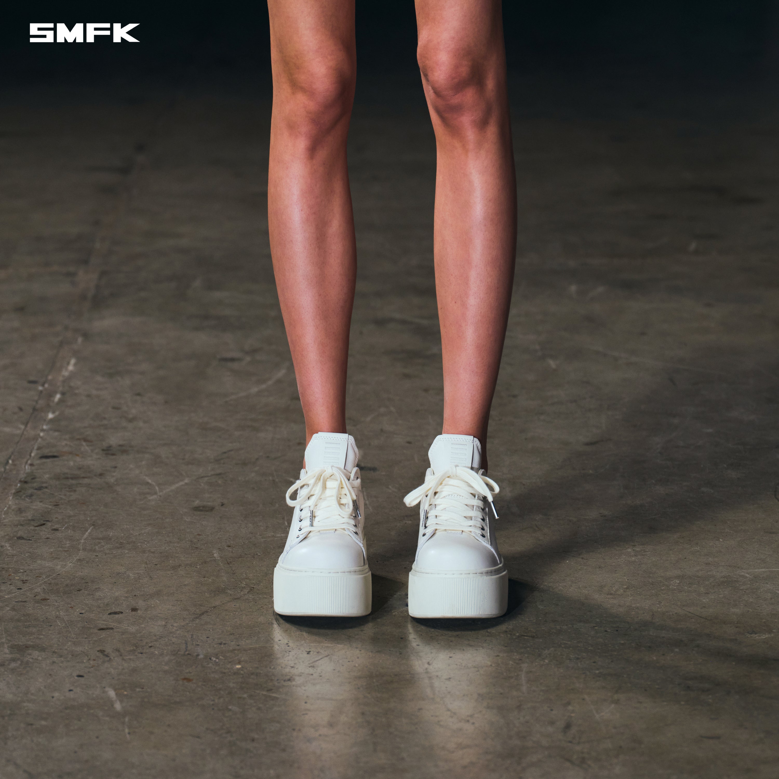 COMPASS MODE THICK LEATHER SNEAKER/COW LEATHER CLOUD WHITE