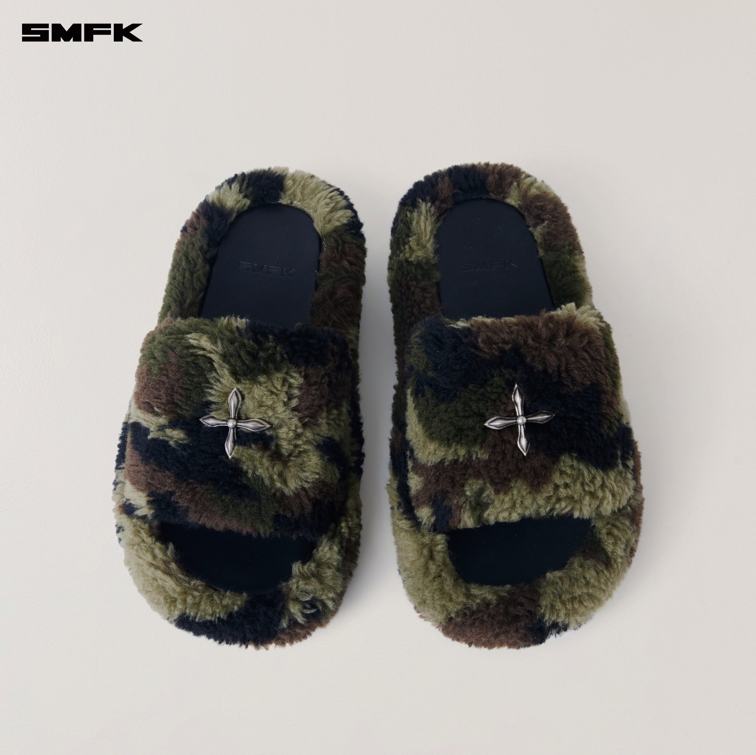 COMPASS MODE ROVE WOOL JACQUARD CAMO SLIPPER ARMY GREEN CAMOUFLAGE