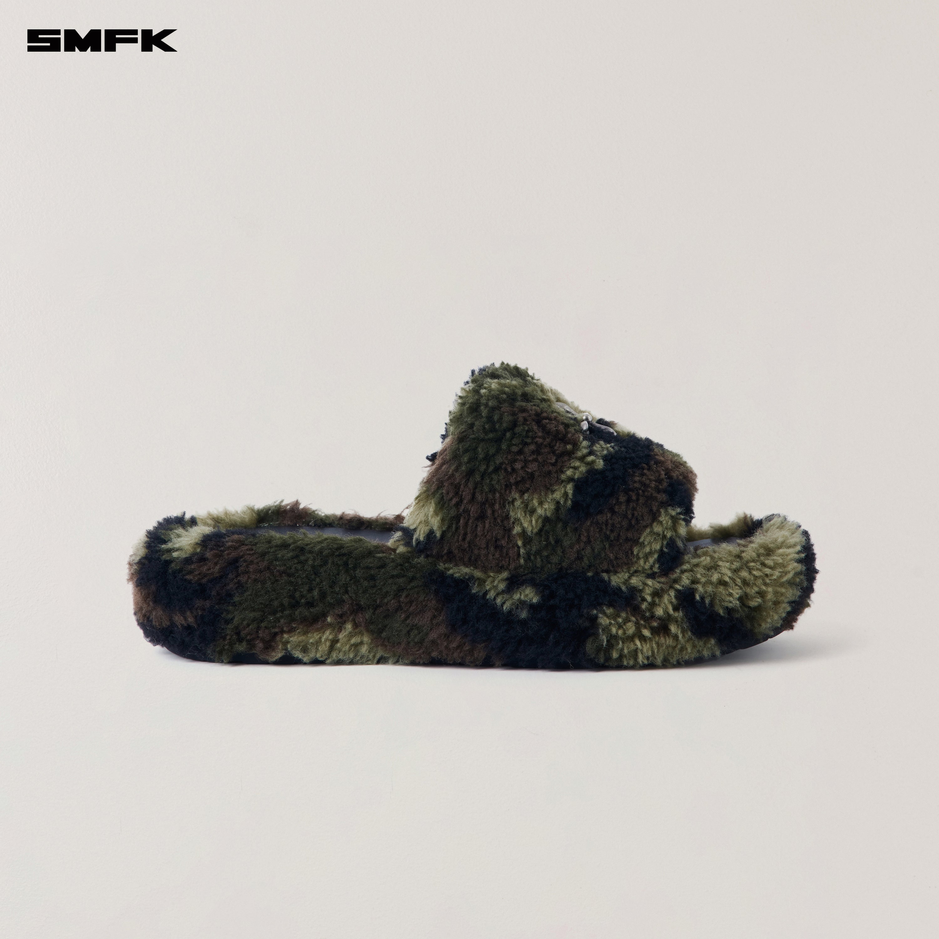 COMPASS MODE ROVE WOOL JACQUARD CAMO SLIPPER ARMY GREEN CAMOUFLAGE