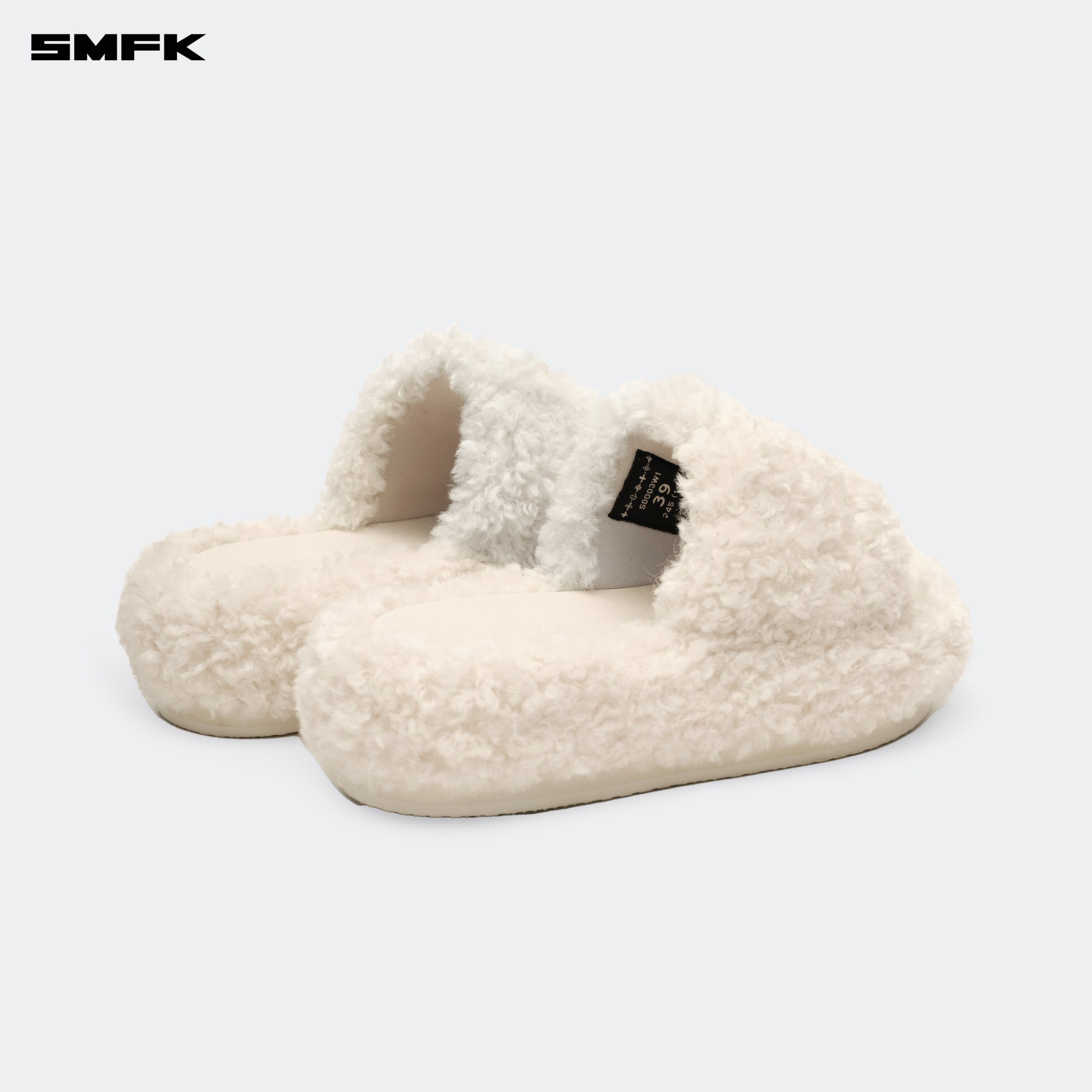 Compass White Velvet Furry Slipper