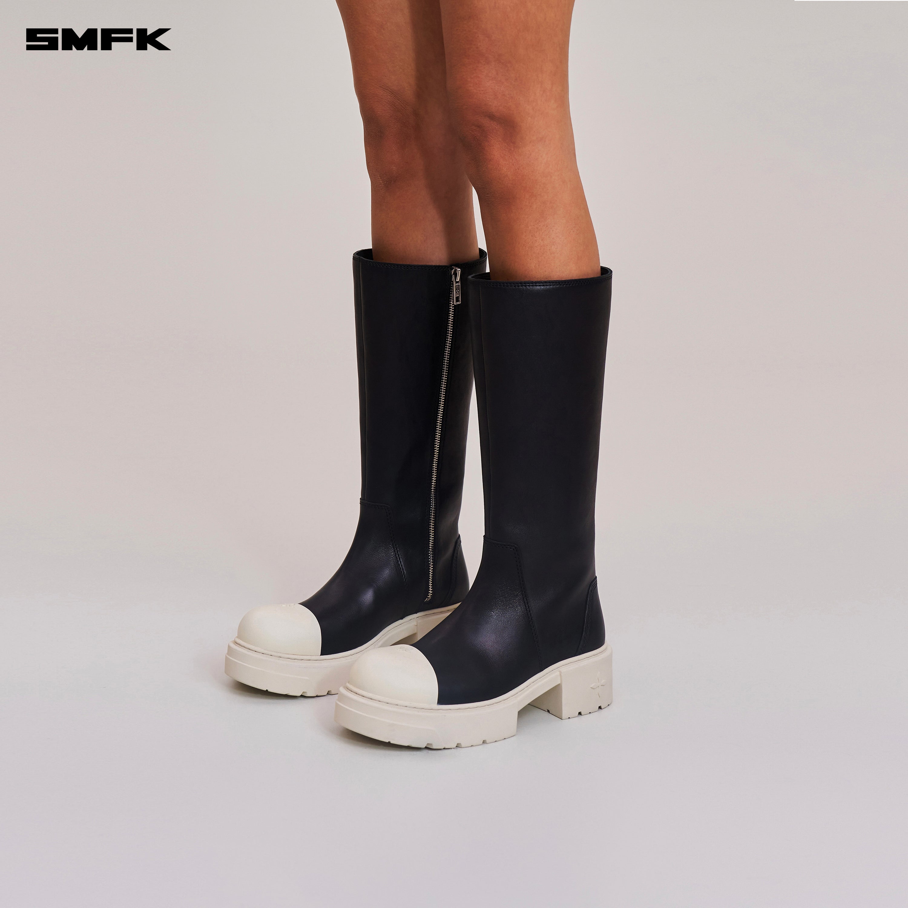 COMPASS ROVE LEATHER HIGH BOOTS BLACK WHITE