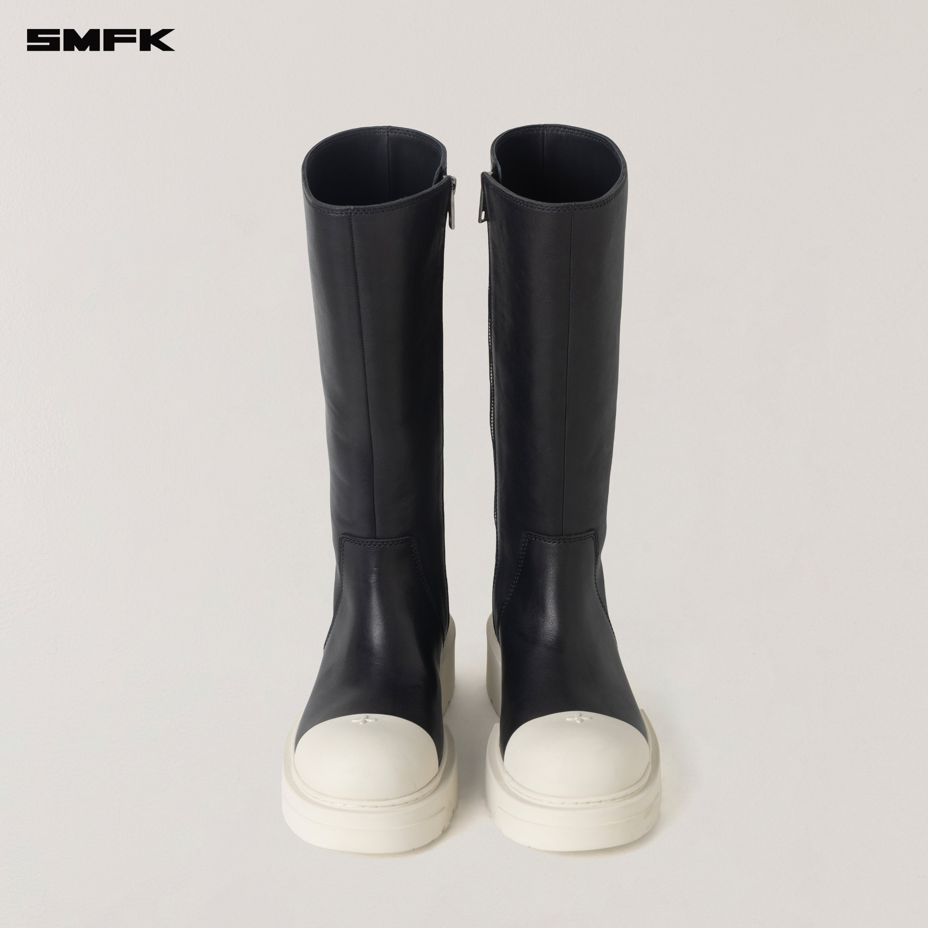 COMPASS ROVE LEATHER HIGH BOOTS BLACK WHITE