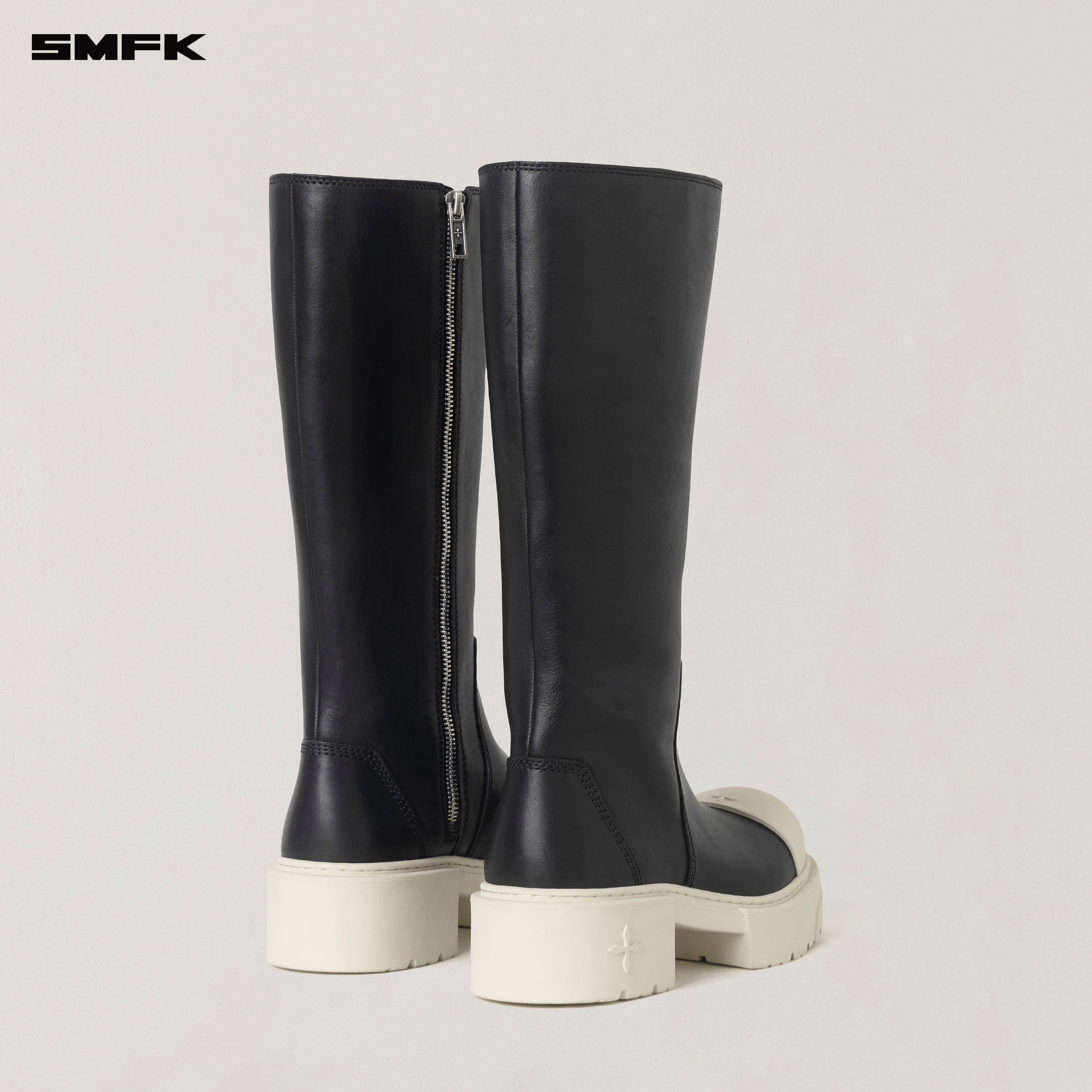 COMPASS ROVE LEATHER HIGH BOOTS BLACK WHITE