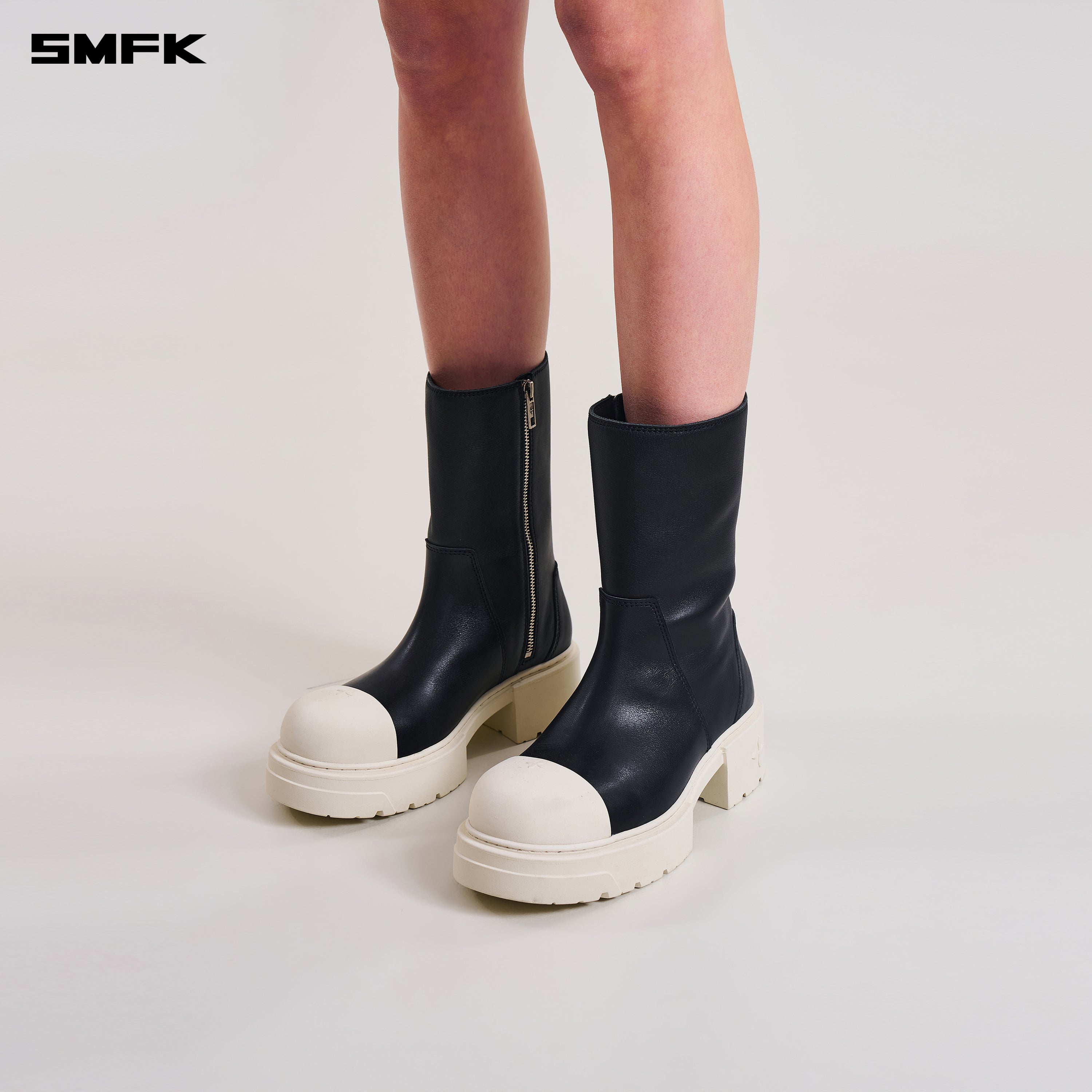 COMPASS KICK BOOTS/LEATHER BLACK WHITE