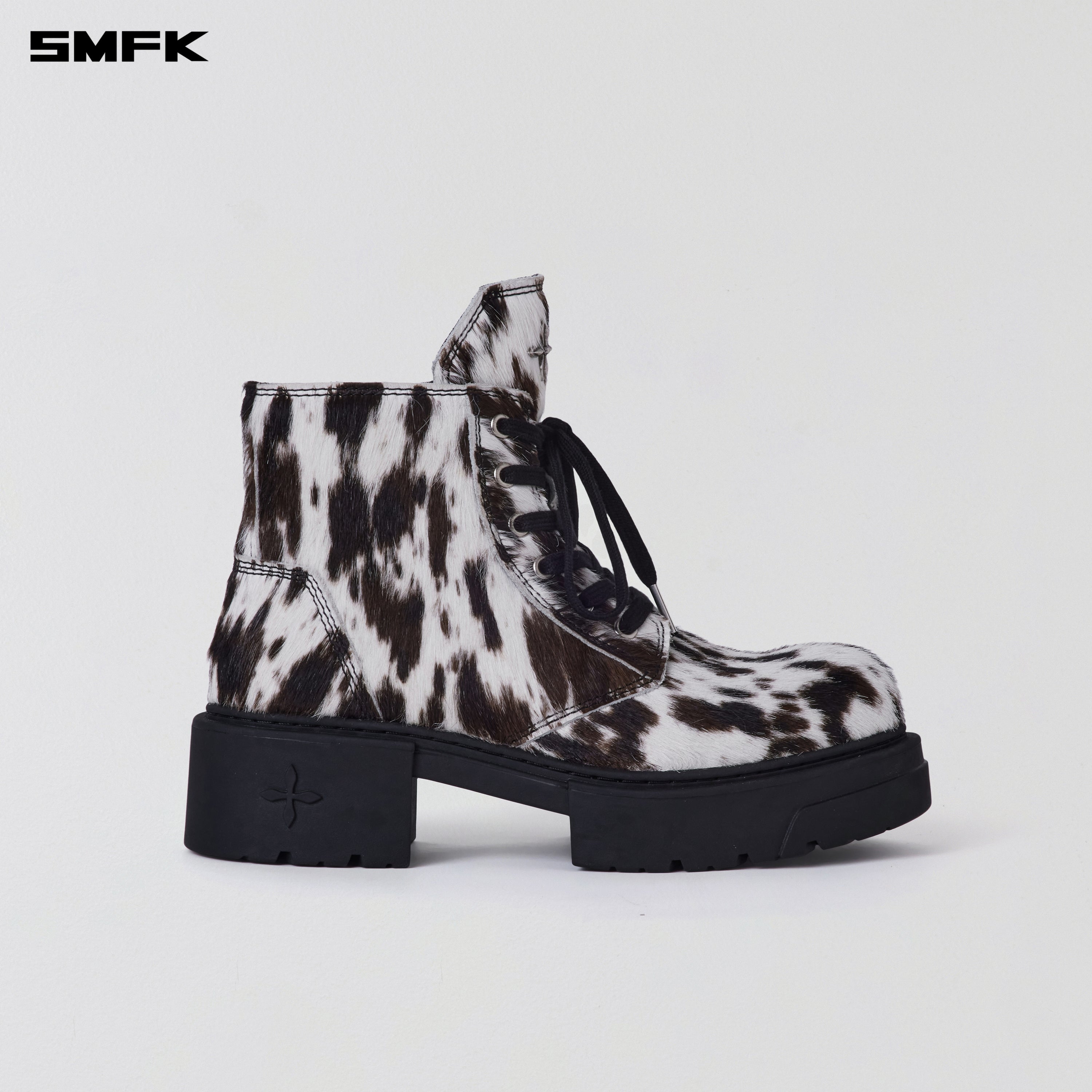COMPASS MODE RIDER BOOTS/FUR BLACK WHITE INK