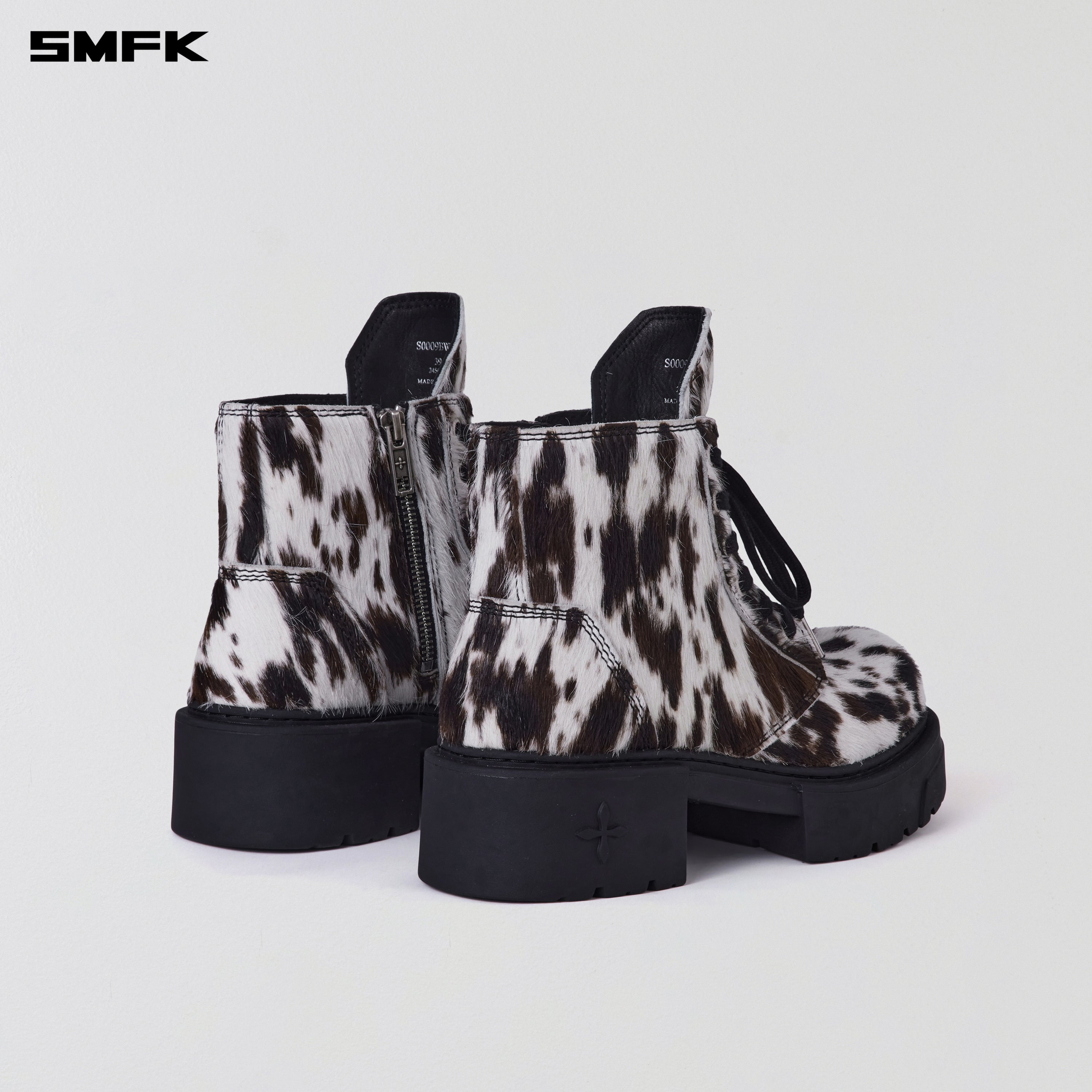 COMPASS MODE RIDER BOOTS/FUR BLACK WHITE INK