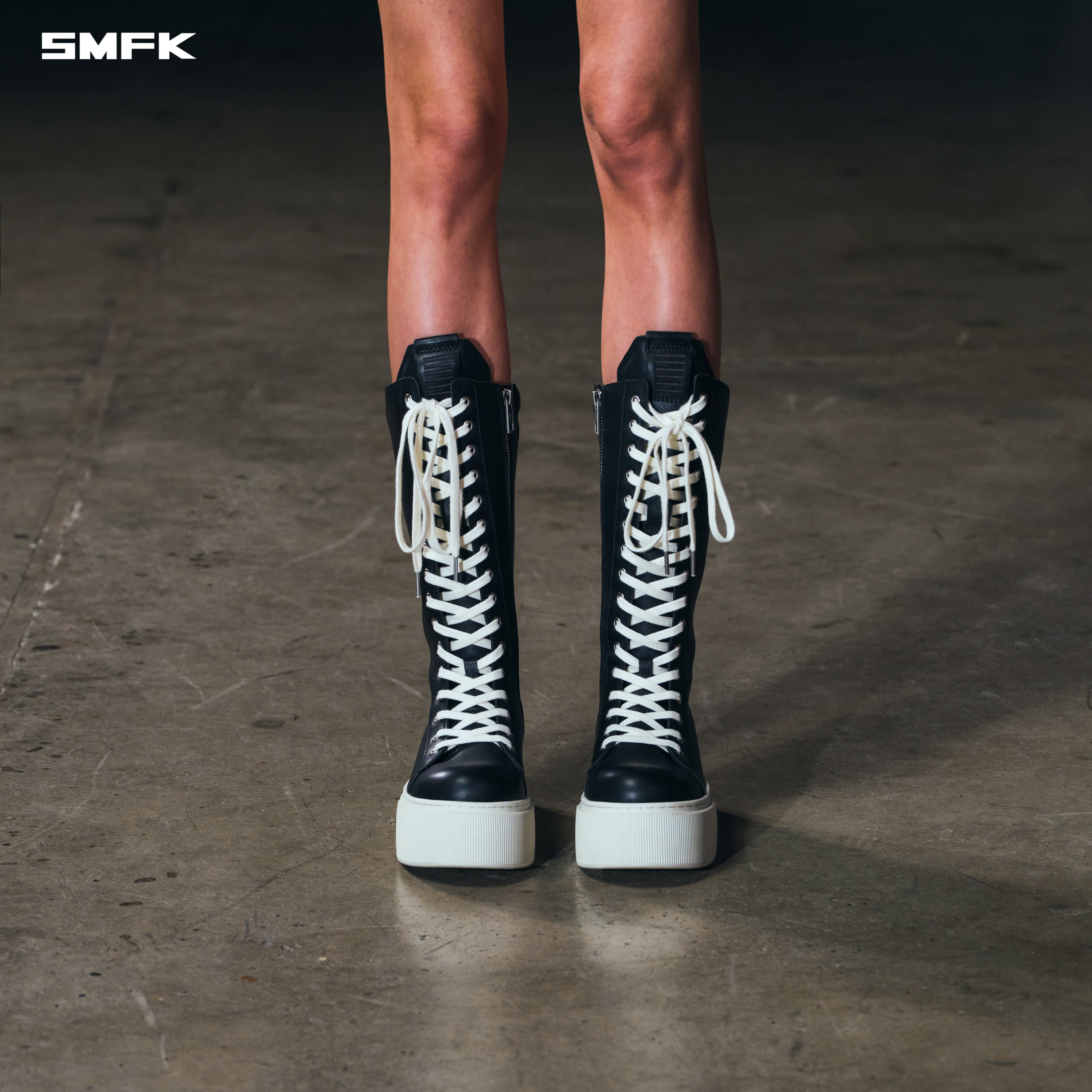 RUSH BOXING HIGH BOOTS BLACK WHITE