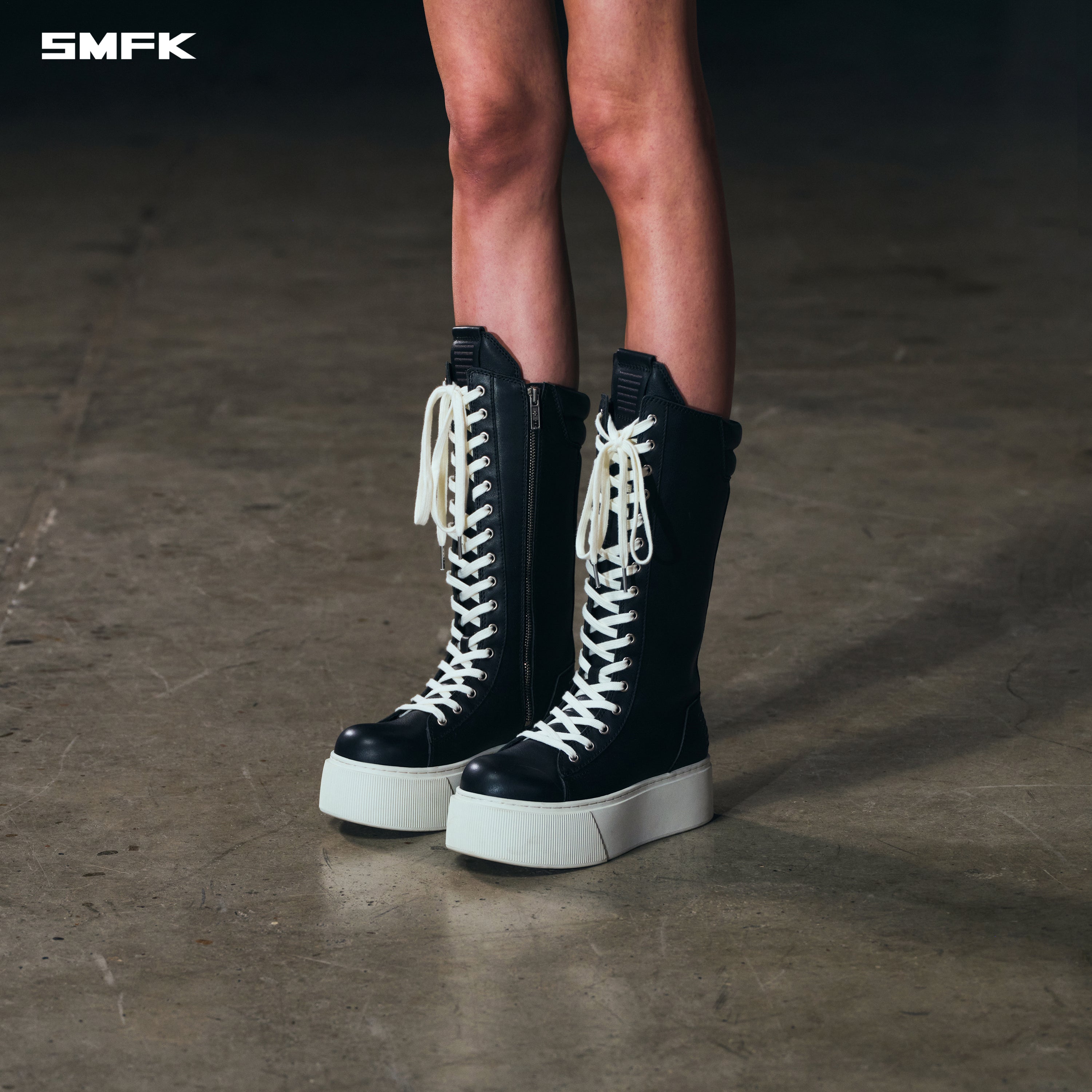 RUSH BOXING HIGH BOOTS BLACK WHITE