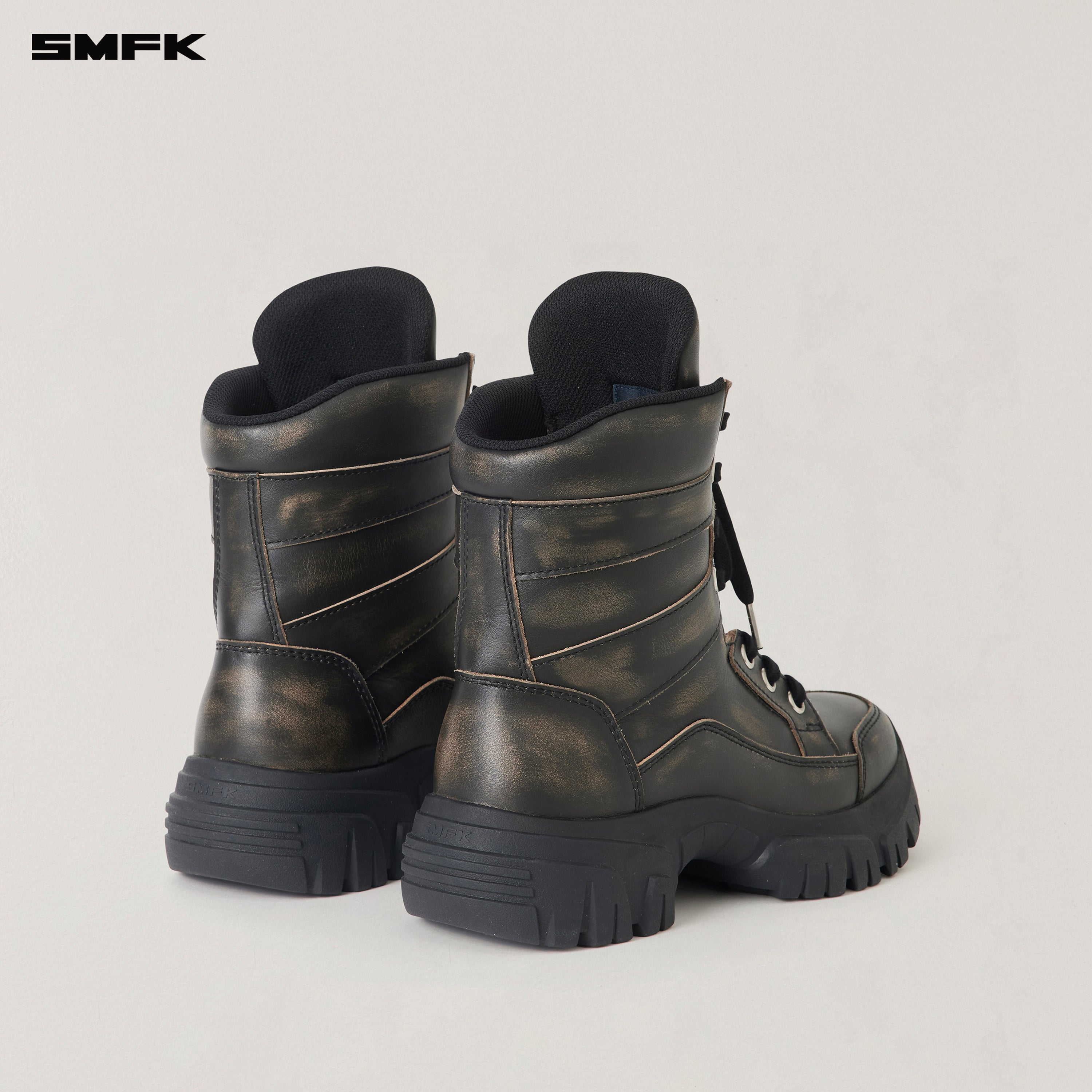 VINTAGE-WILD WIND LEATHER HIKE BOOTS/PATINA WILD BLACK PATINA