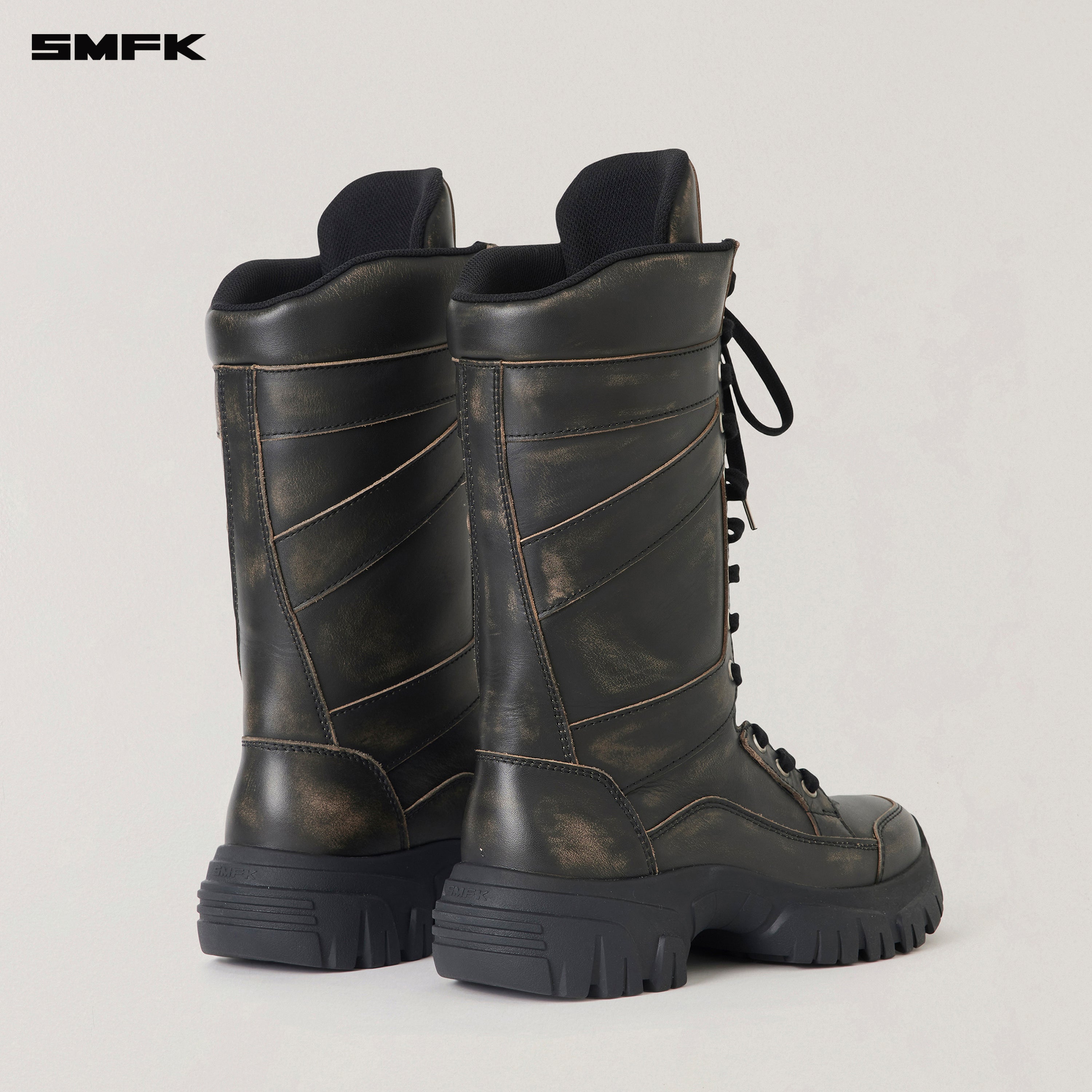 VINTAGE-WILD WIND LEATHER HIKE HIGH BOOTS /PATINA WILD BLACK PATINA