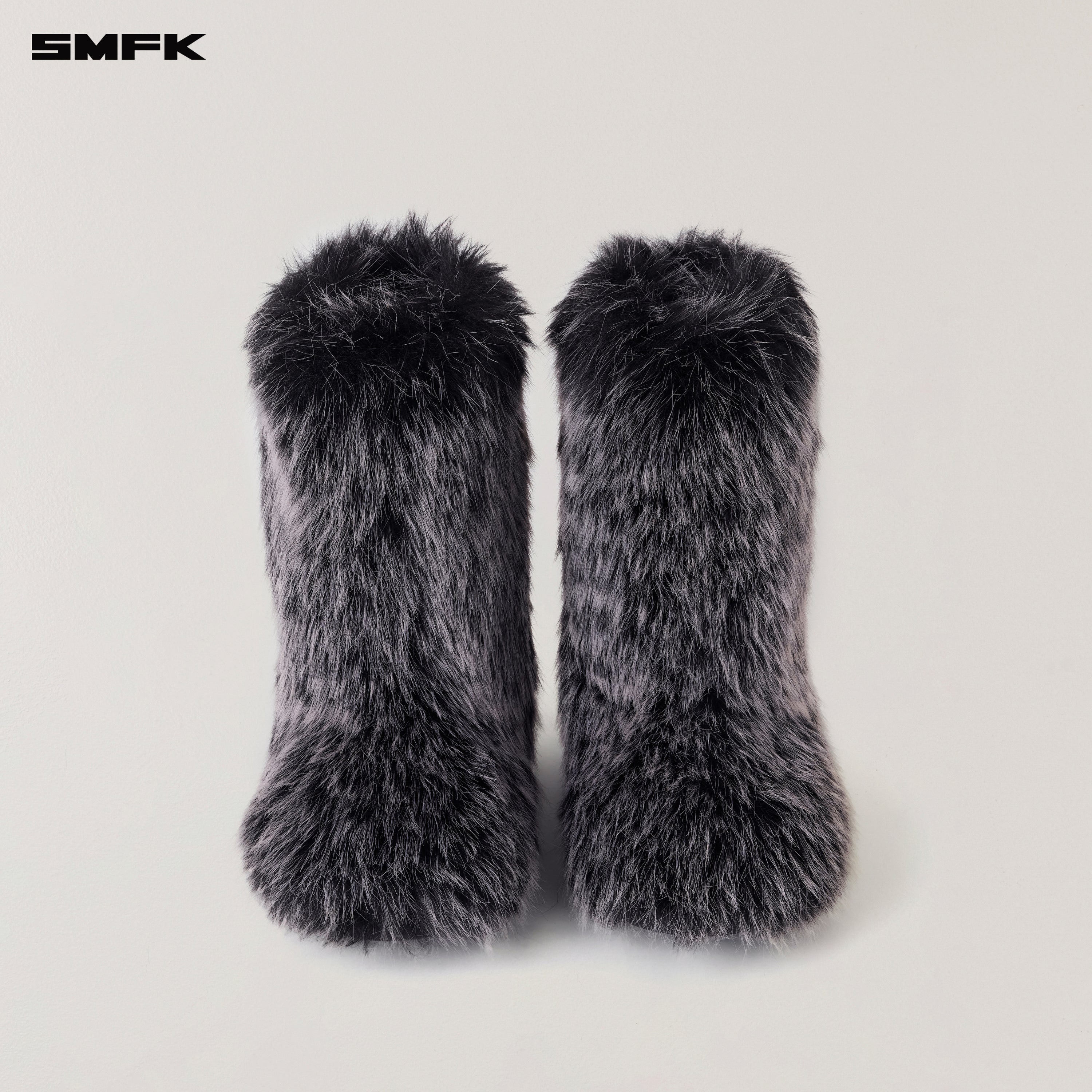 クロススタチュー ウェイストランドシープスキンハンティングブーツ/ミッドチューブ シルバーブラックフォックス