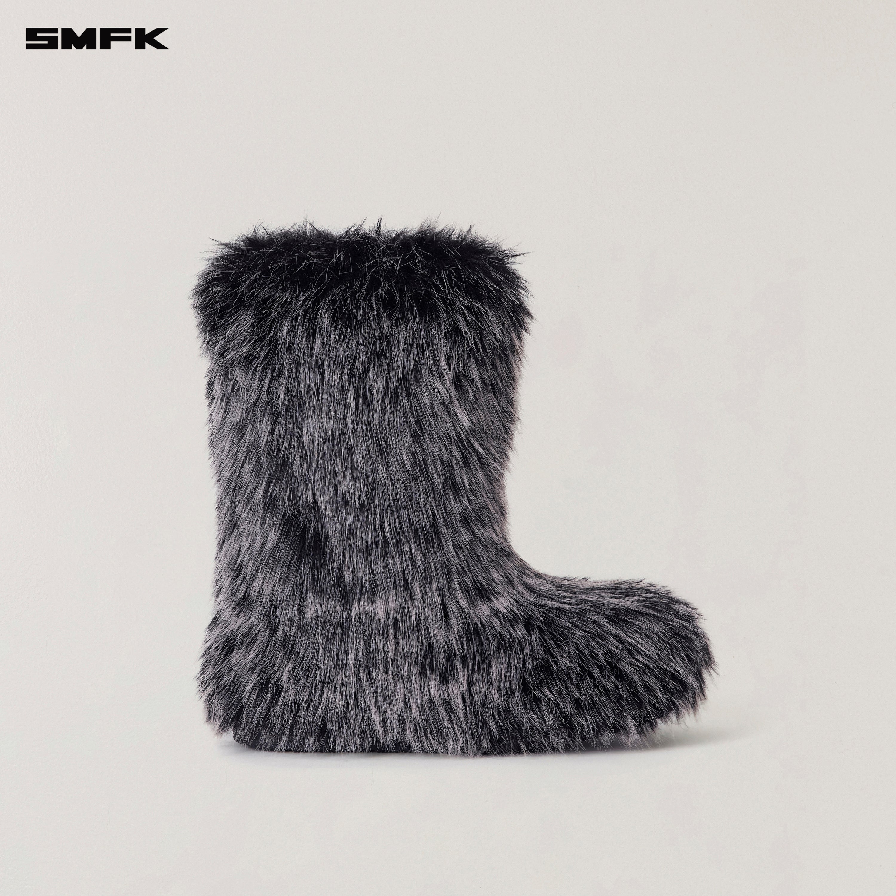 クロススタチュー ウェイストランドシープスキンハンティングブーツ/ミッドチューブ シルバーブラックフォックス