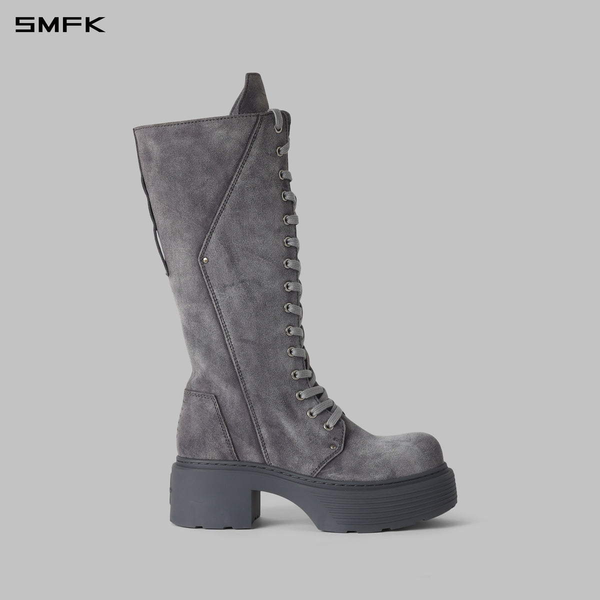 CORE LEATHER HIGH-TOP MOTORCYCLE BOOTS/THICK/W DUSTY GREY
