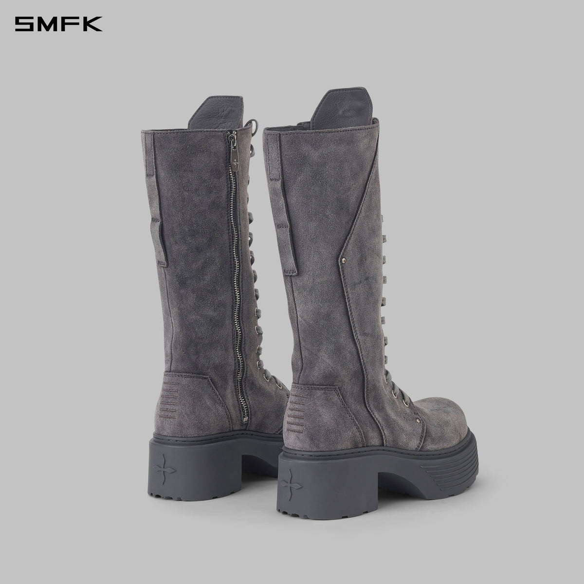 CORE LEATHER HIGH-TOP MOTORCYCLE BOOTS/THICK/W DUSTY GREY