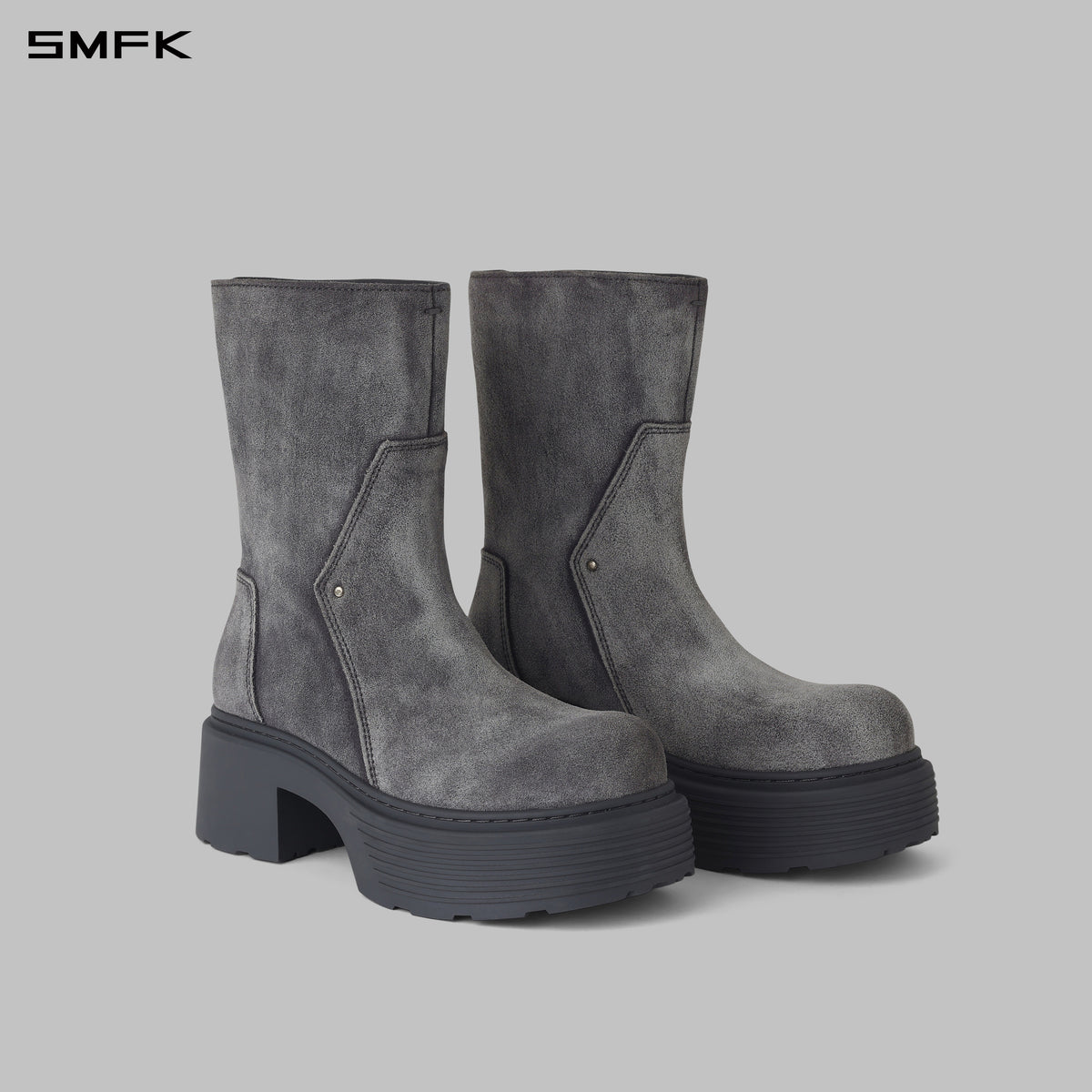 CORE LEATHER MID-CALF BOOTS/THICK/W DUSTY GREY