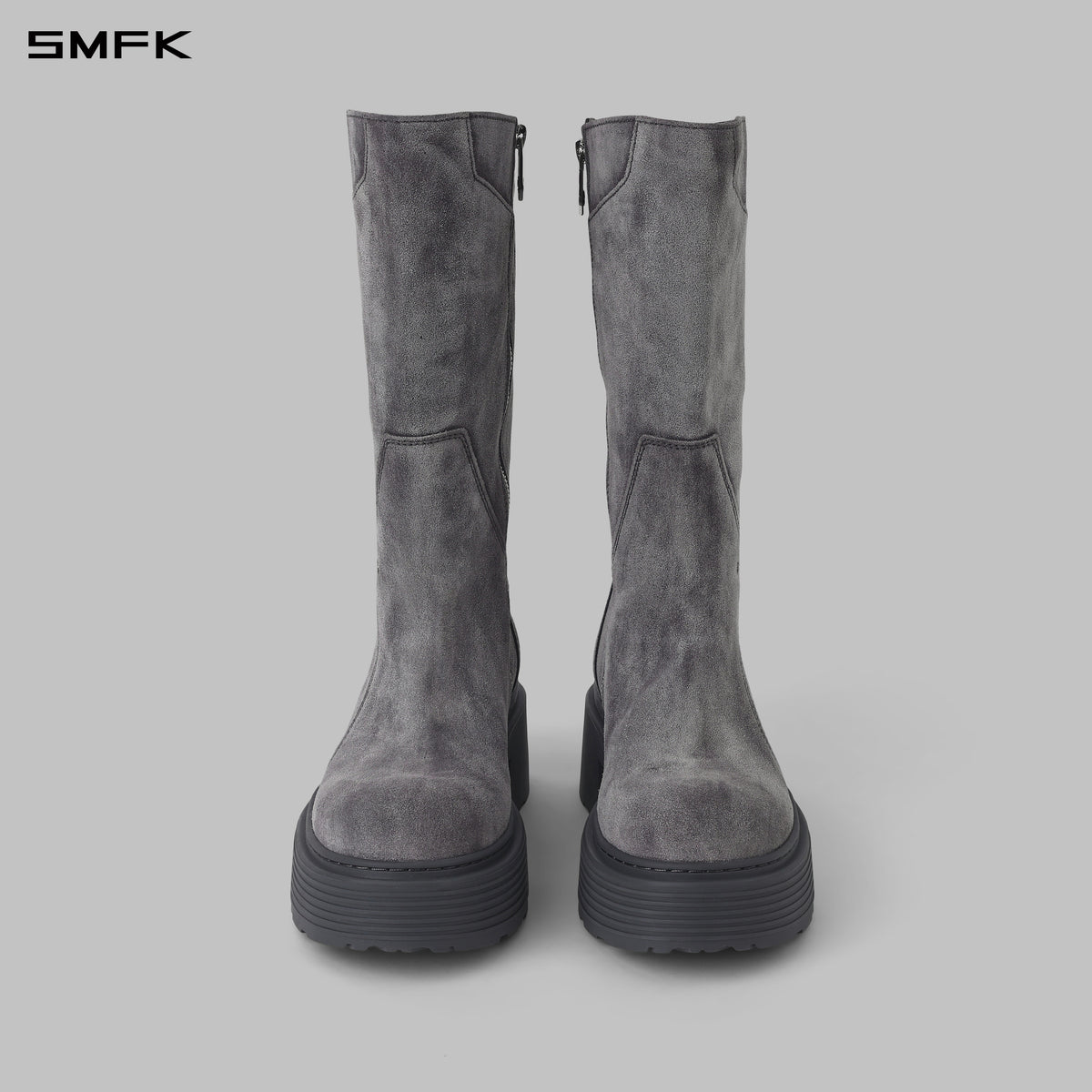 CORE LEATHER  HIGH-TOP BOOTS/THICK/W DUSTY GREY