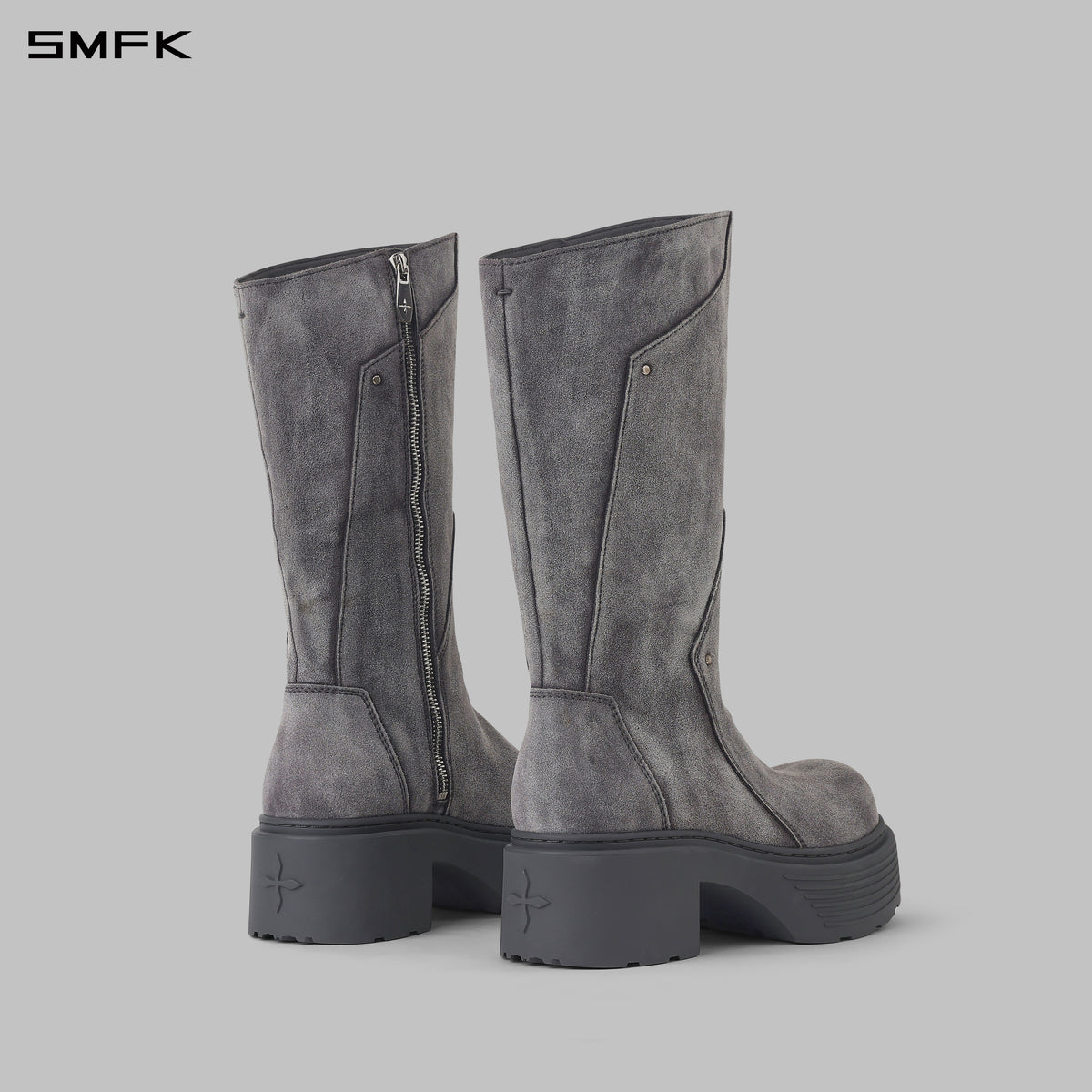 CORE LEATHER  HIGH-TOP BOOTS/THICK/W DUSTY GREY