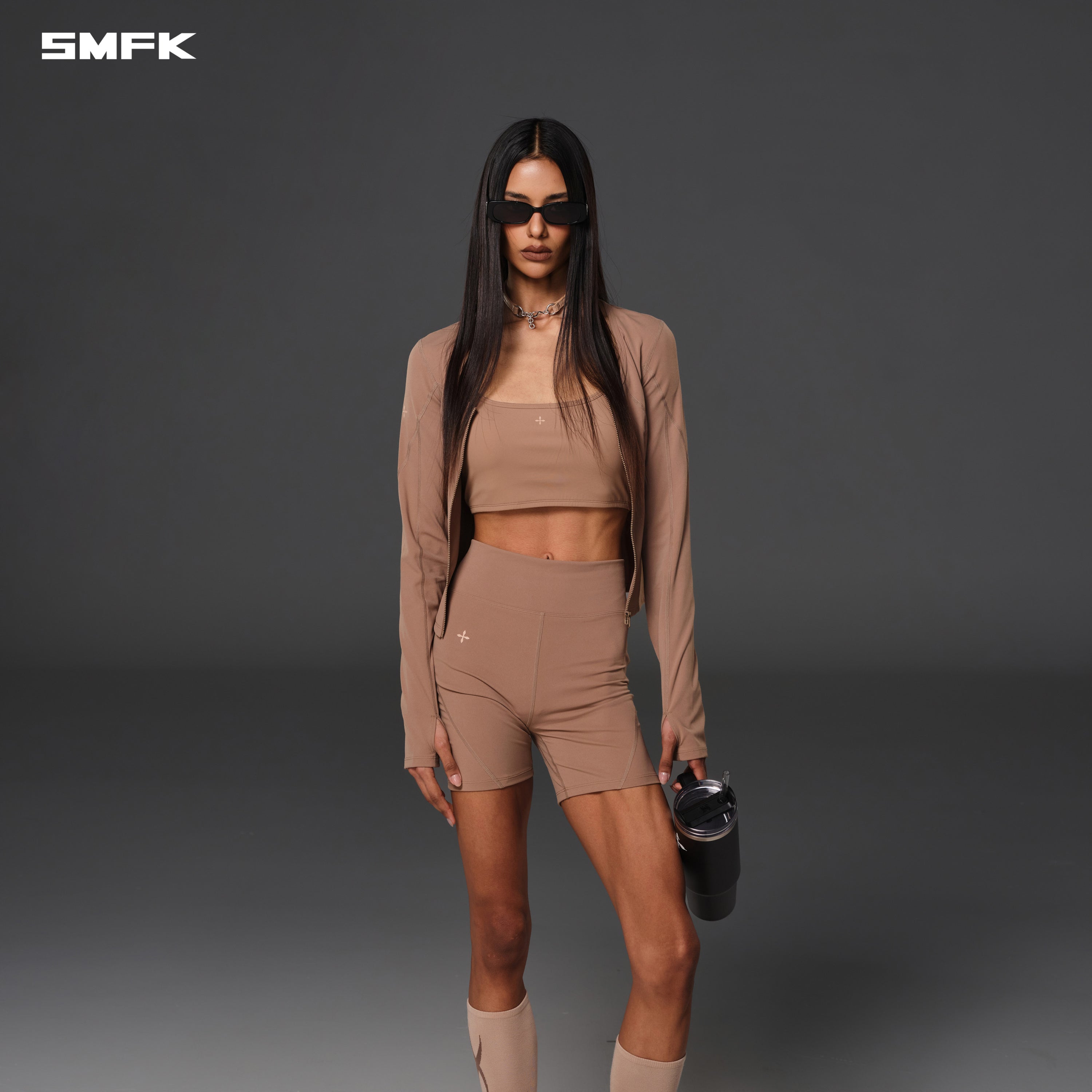 FOCUS GYM CARDIGAN/Lycra Nylon WILD BROWN