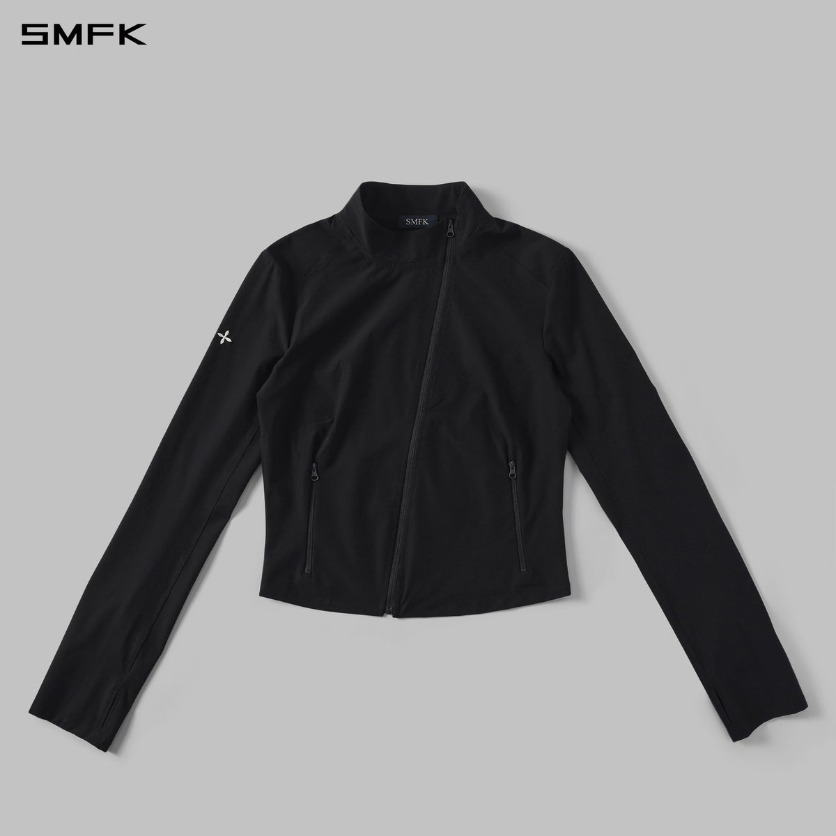 FOCUS OD SLIM ASYMMETRI-ZIP JACKET/66Nylon WILD BLACK