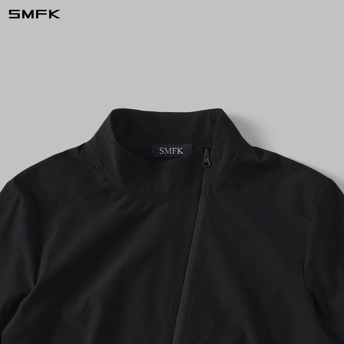 FOCUS OD SLIM ASYMMETRI-ZIP JACKET/66Nylon WILD BLACK