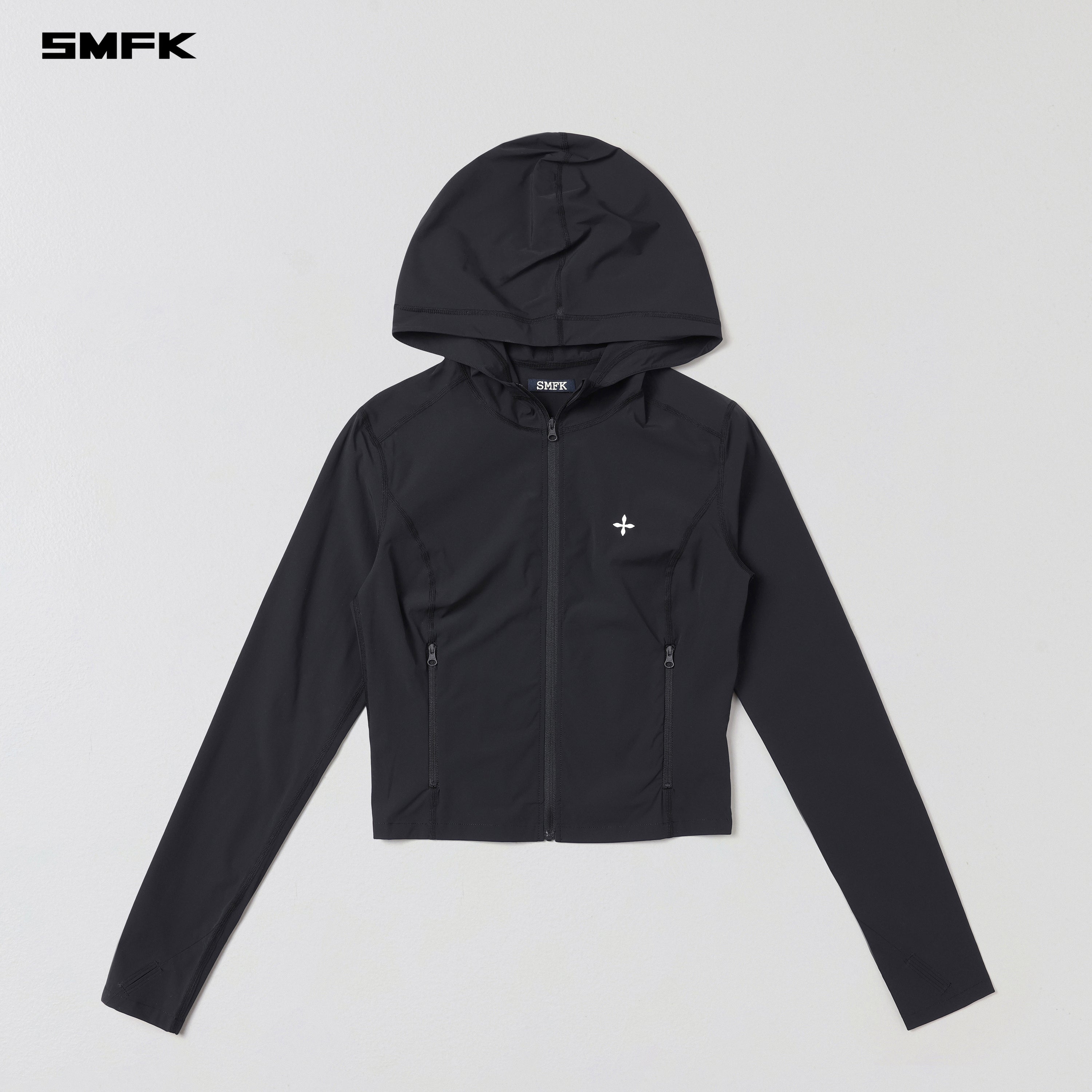 FOCUS OD SLIM HOODIE/E-Nylon WILD BLACK