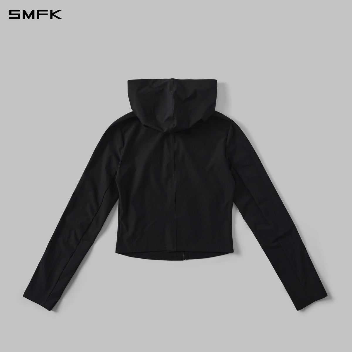 FOCUS OD SLIM ASYMMETRI-ZIP HOODIE/66 Nylon WILD BLACK