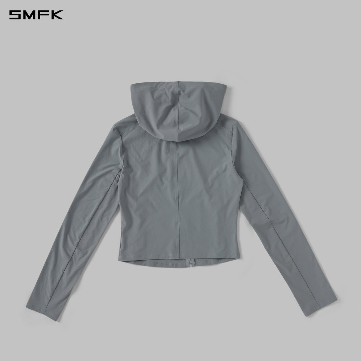 FOCUS OD SLIM ASYMMETRI-ZIP HOODIE/66 Nylon GLACIER GREY