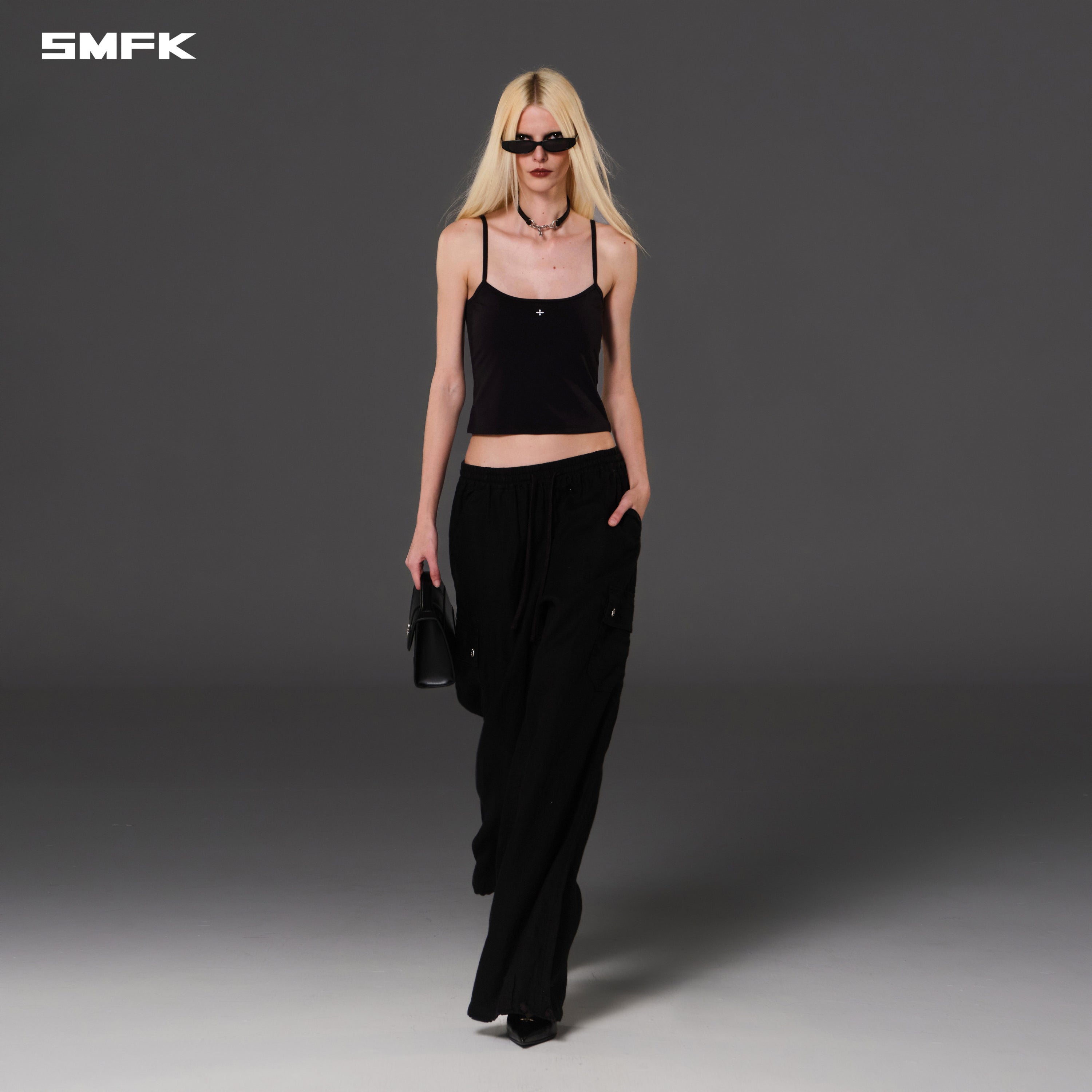 FOCUS GYM CAMISOLE/Lycra Nylon WILD BLACK