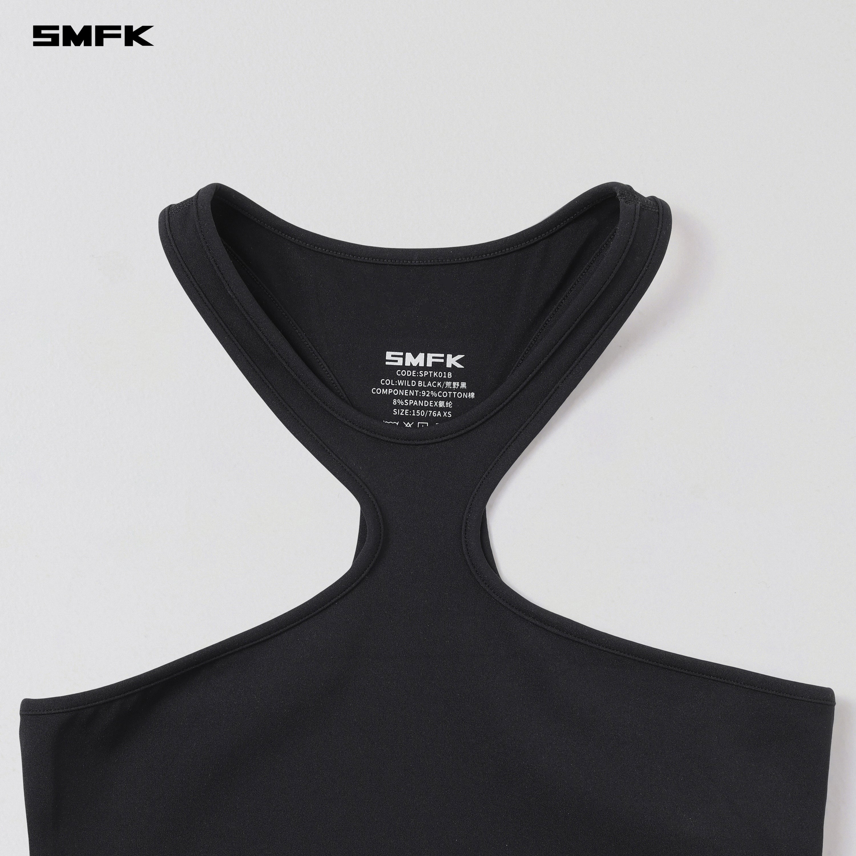FOCUS GYM X-NECK TANK/Lycra Nylon WILD BLACK