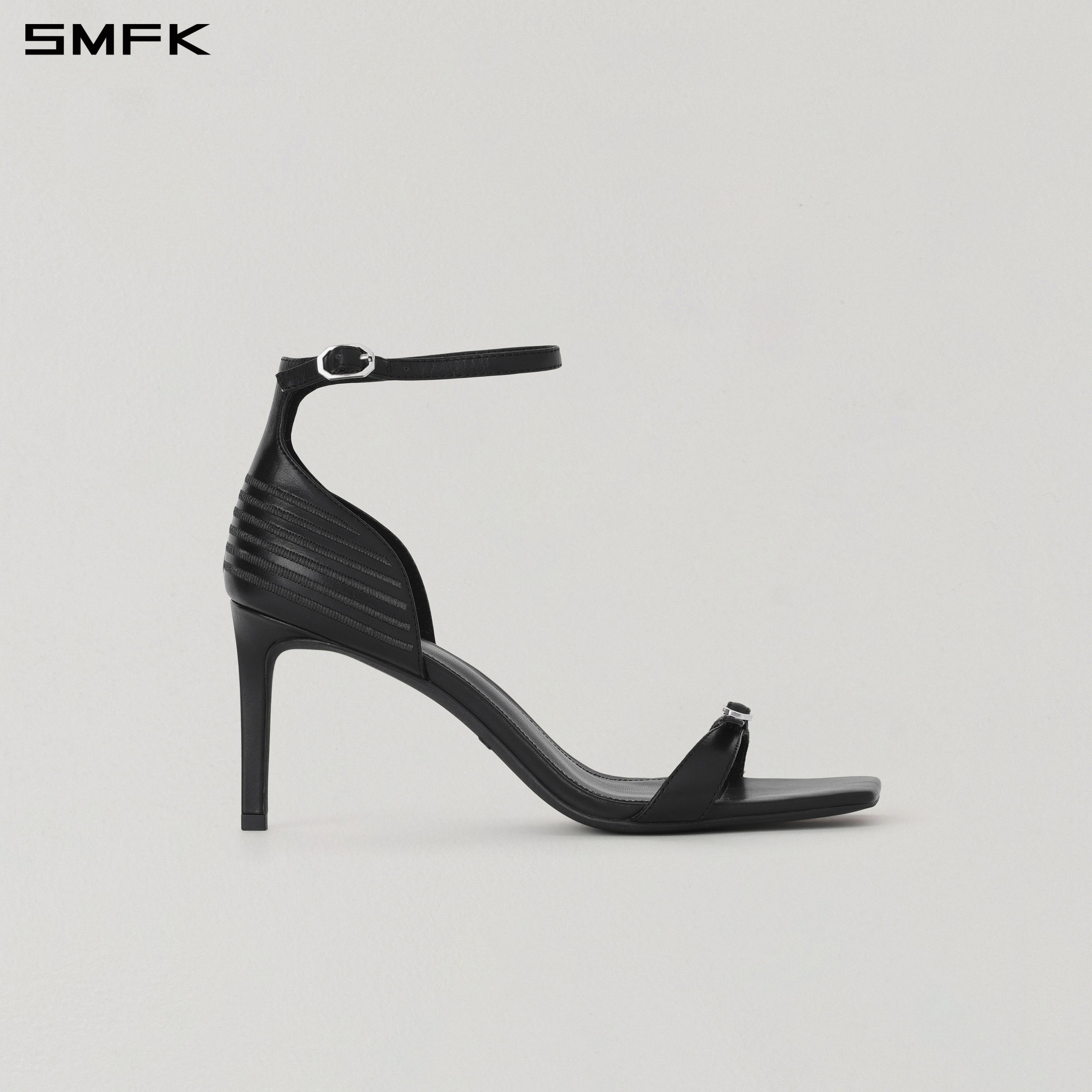 MIRAGE PRISM STRAP LEATHER SANDAL/8cm WILD BLACK