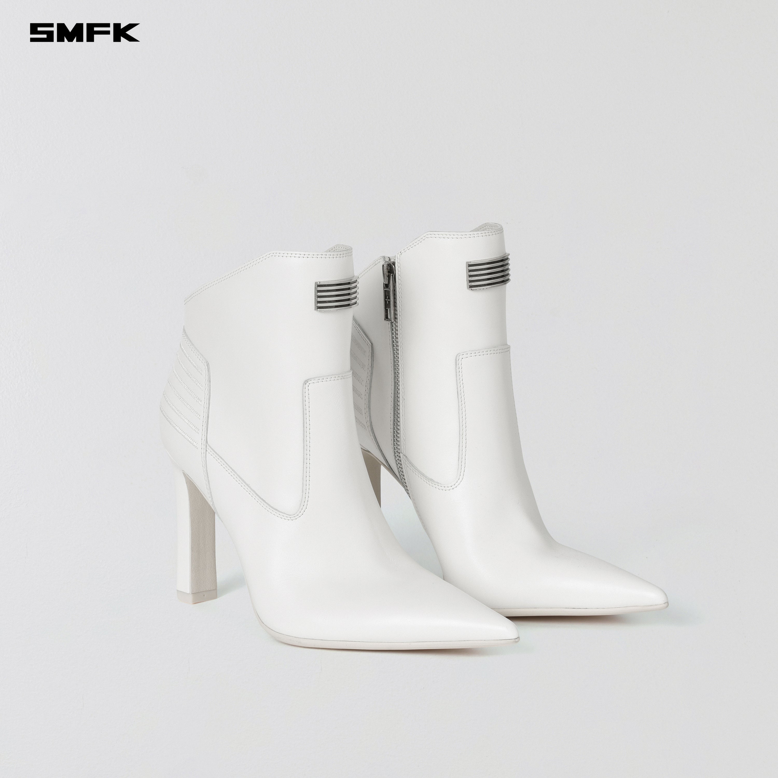 MIRAGE PRISM LEATHER HIGH HEEL BOOTS/10cm CLOUD WHITE