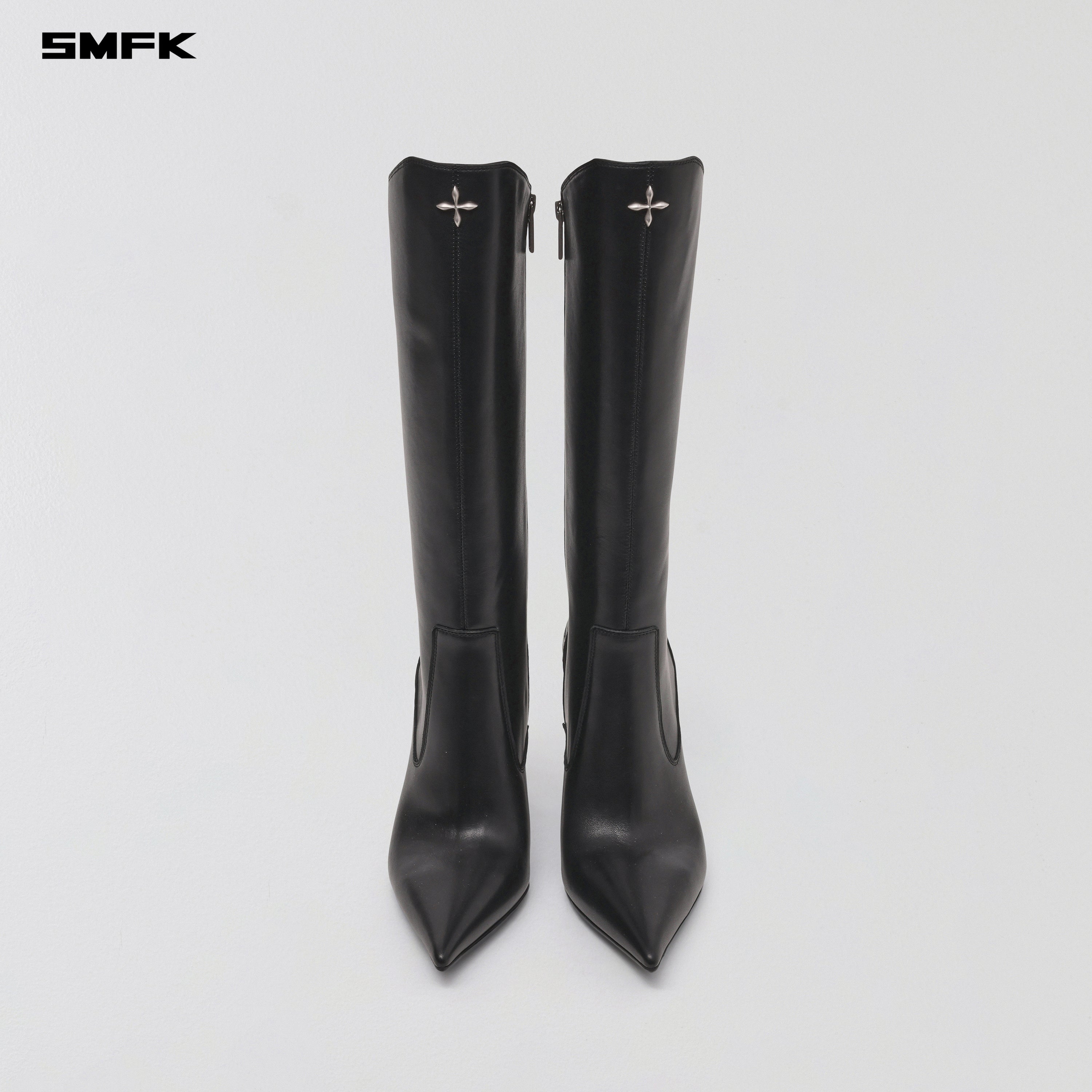 MIRAGE PRISM LEATHER HIGH HEEL HIGH BOOTS/10cm WILD BLACK