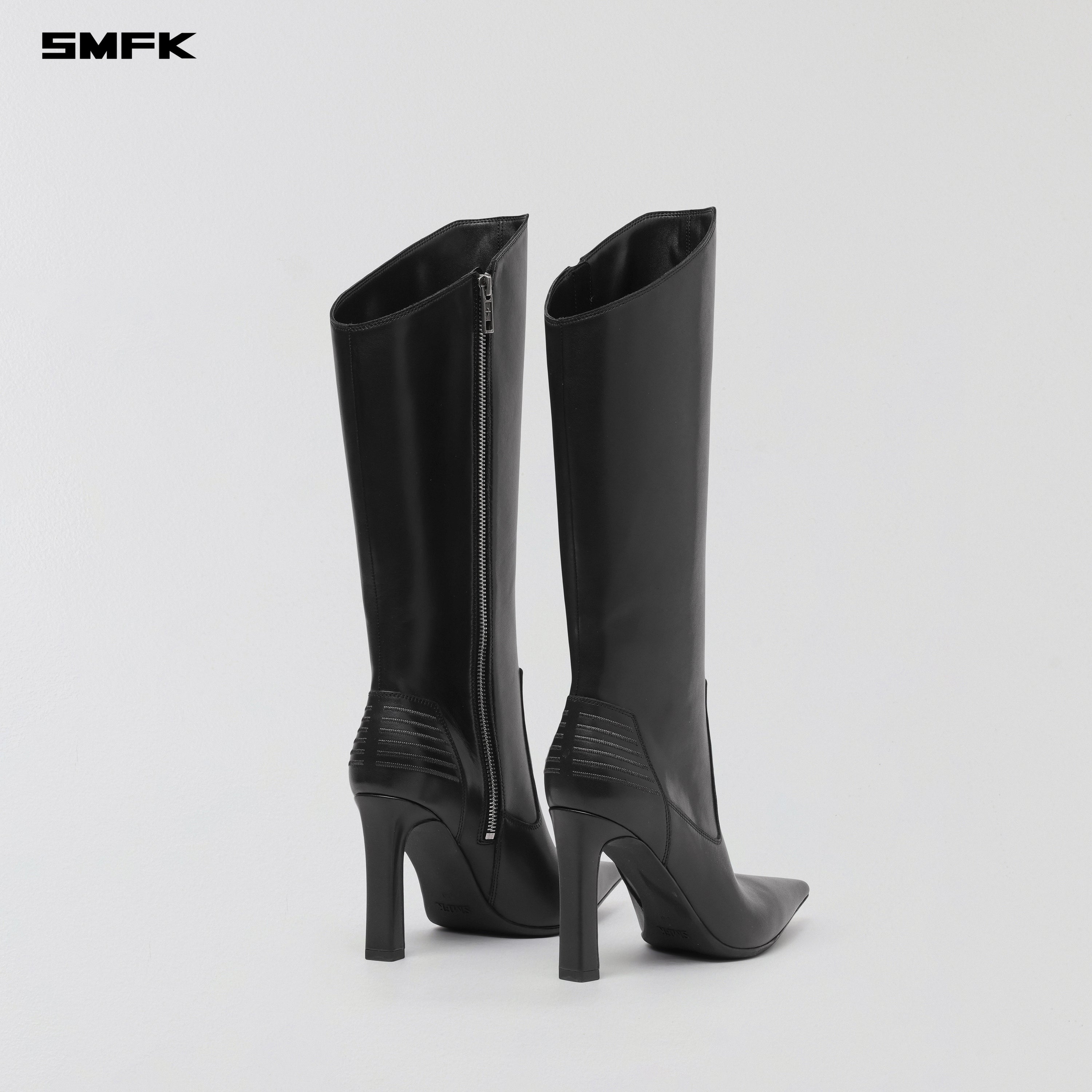 MIRAGE PRISM LEATHER HIGH HEEL HIGH BOOTS/10cm WILD BLACK