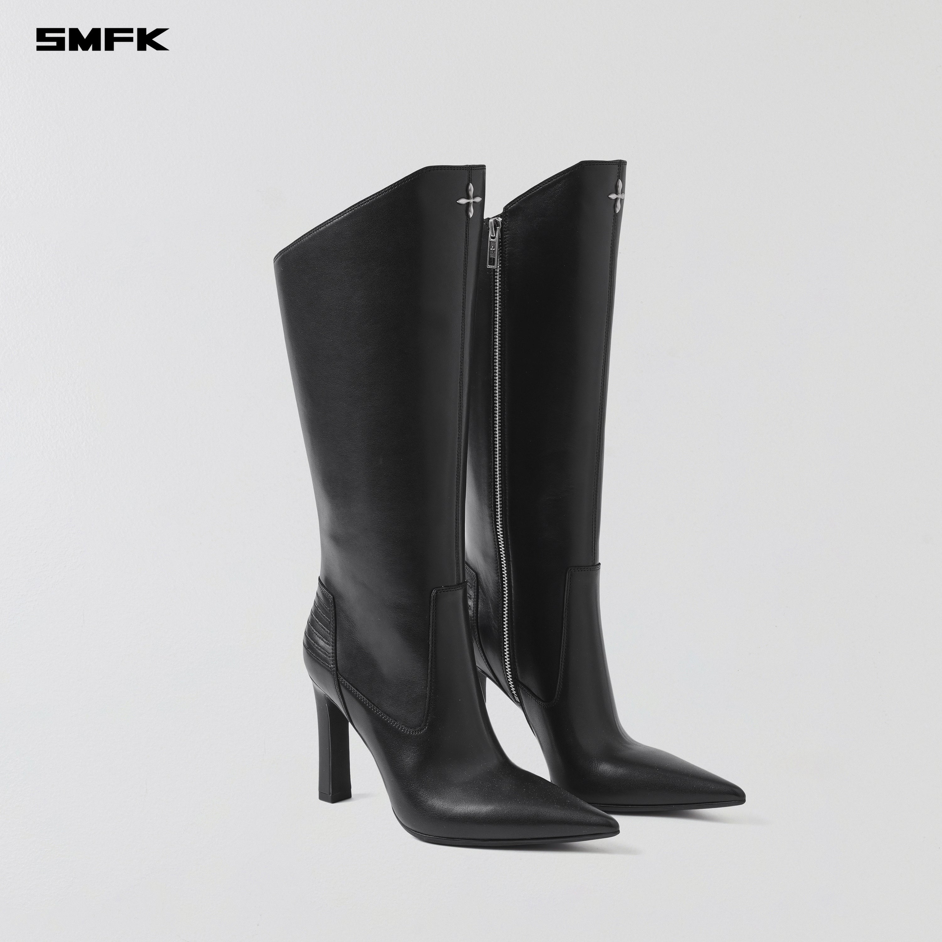 MIRAGE PRISM LEATHER HIGH HEEL HIGH BOOTS/10cm WILD BLACK