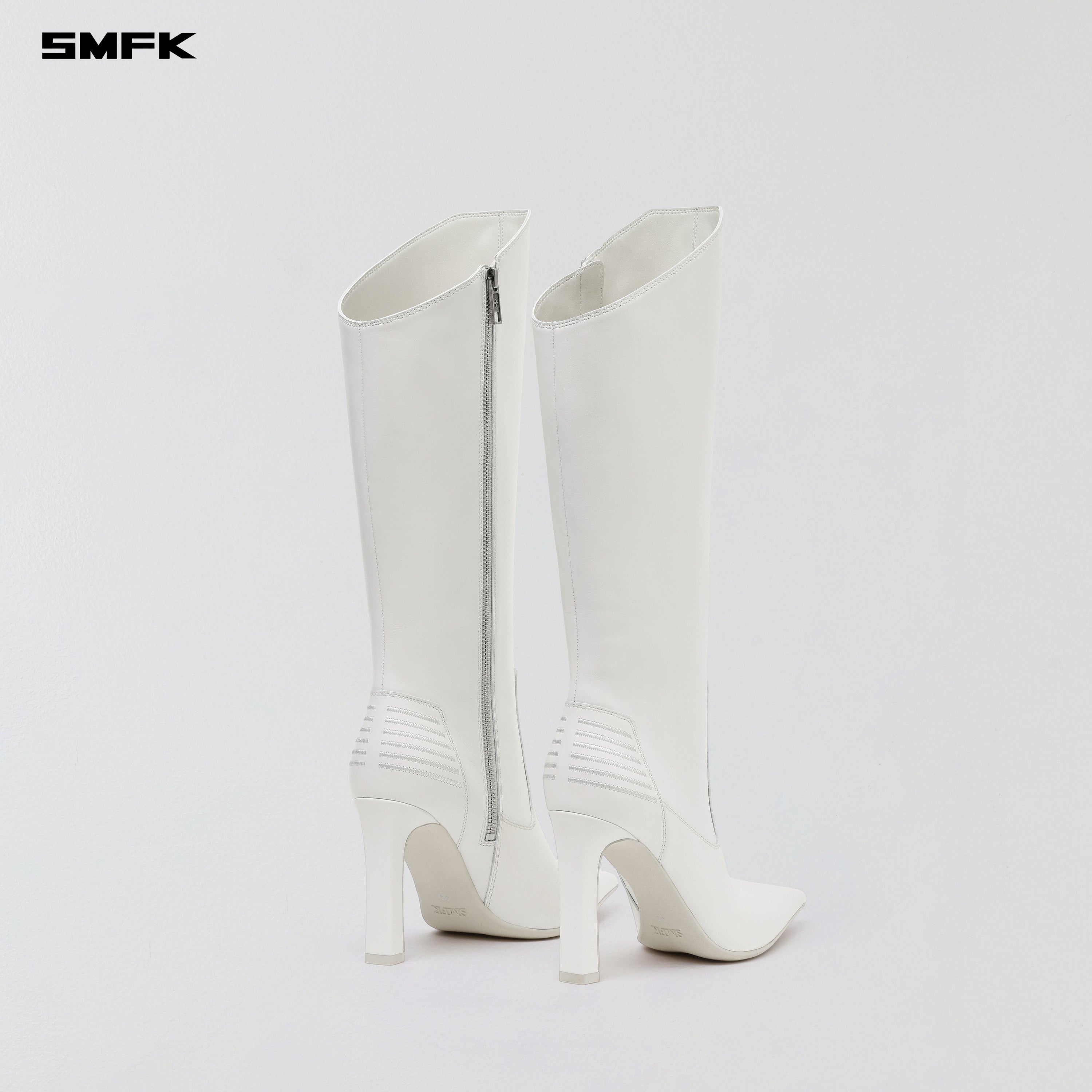 MIRAGE PRISM LEATHER HIGH HEEL HIGH BOOTS/10cm CLOUD WHITE