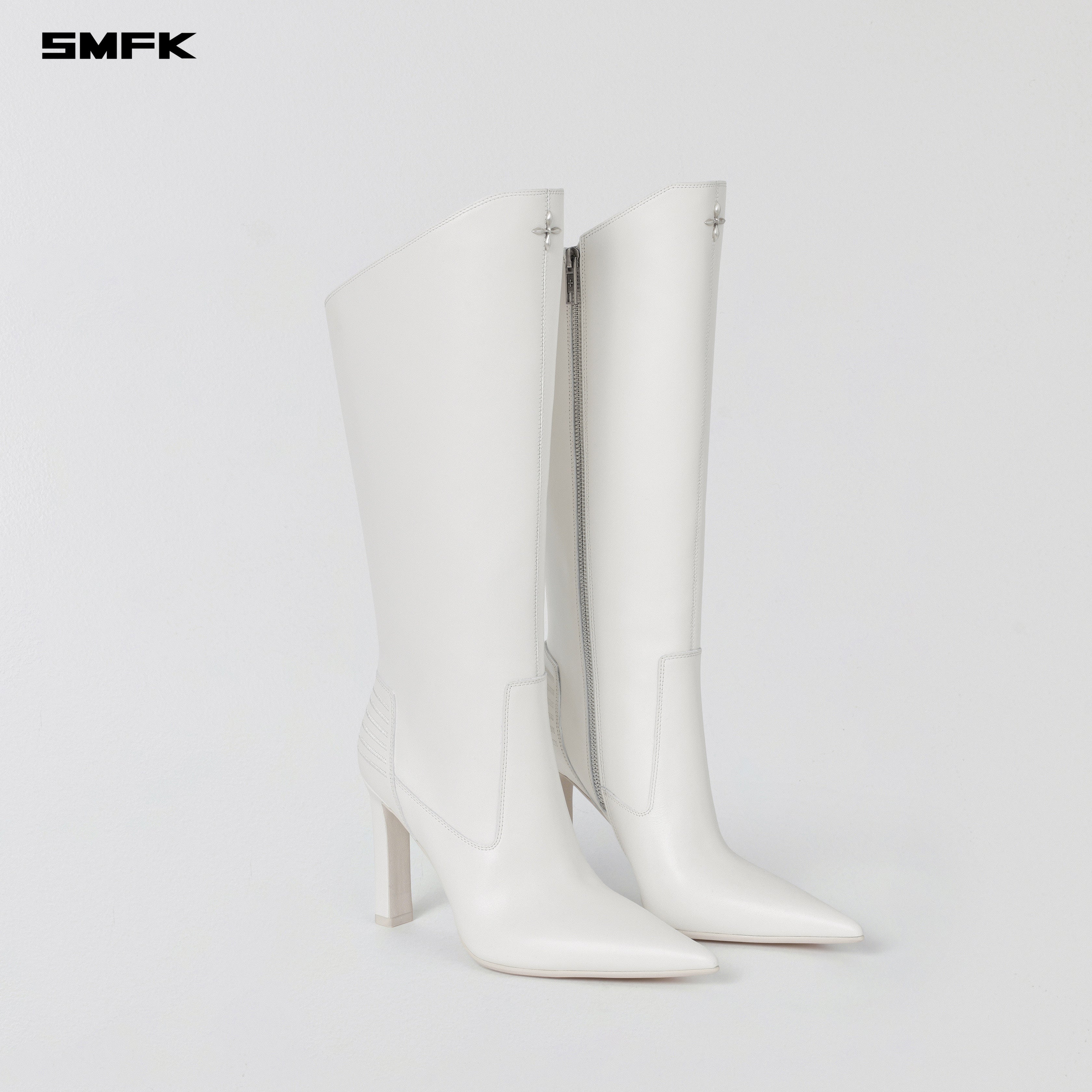MIRAGE PRISM LEATHER HIGH HEEL HIGH BOOTS/10cm CLOUD WHITE – SMFK