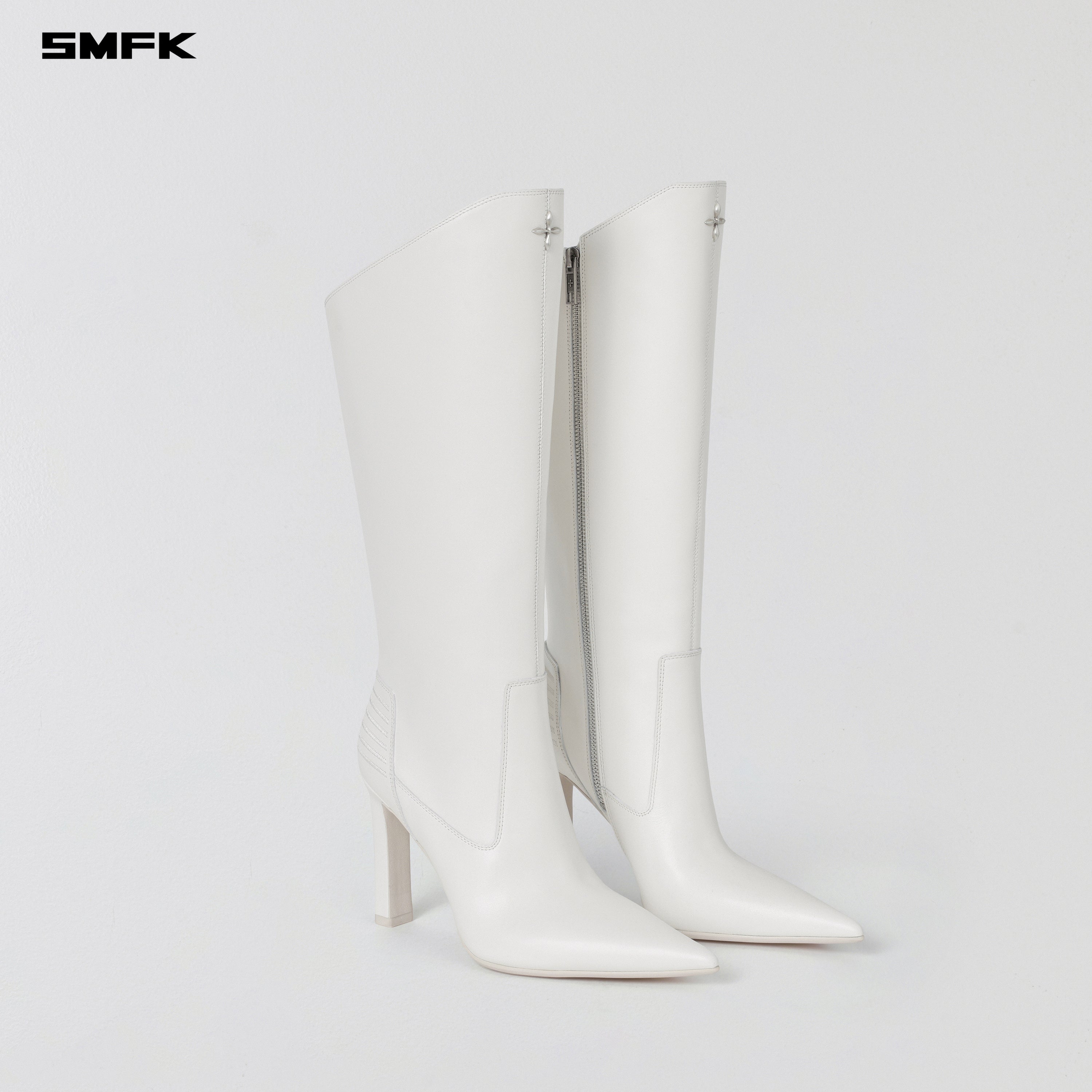 MIRAGE PRISM LEATHER HIGH HEEL HIGH BOOTS/10cm CLOUD WHITE