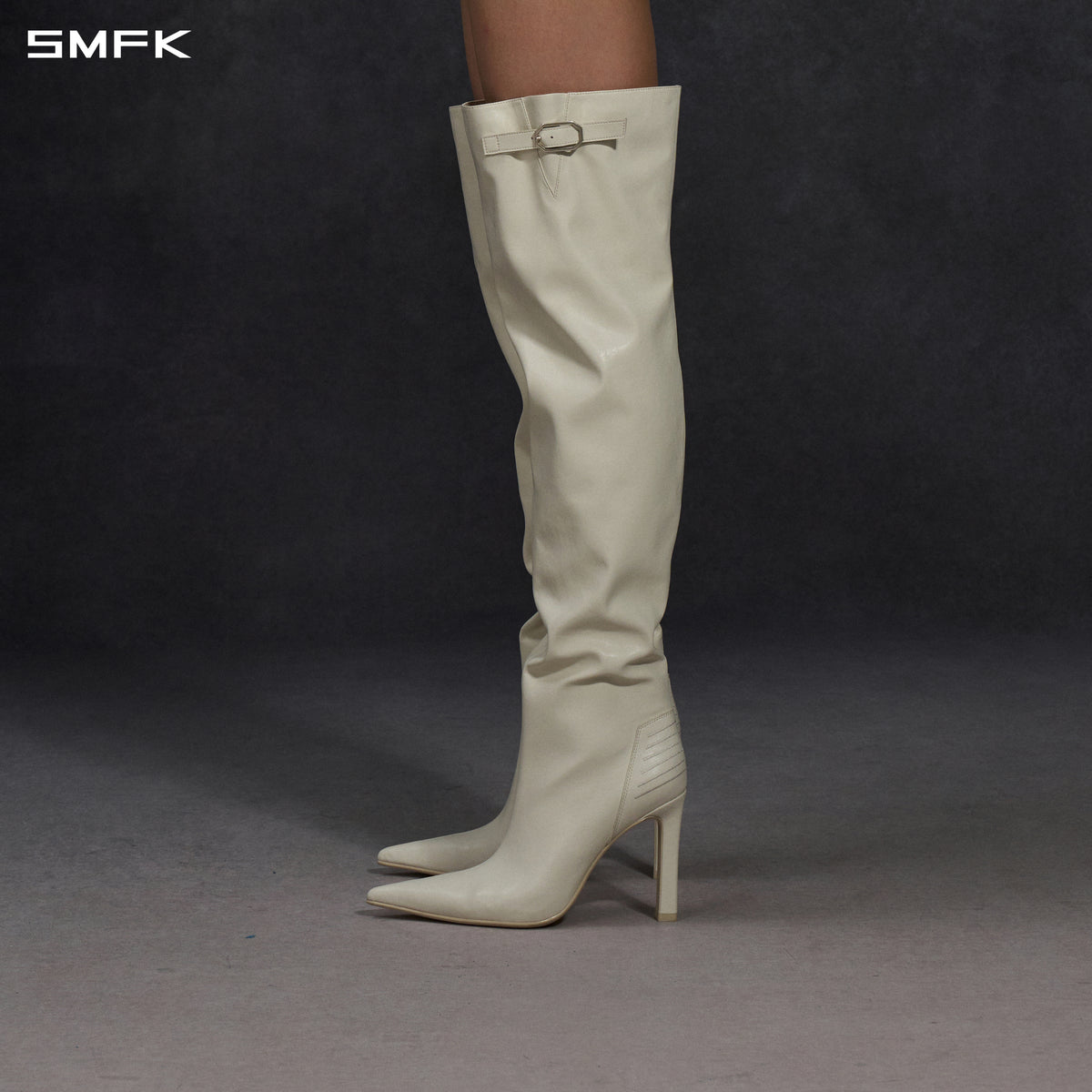 PERMANENT MUSE HIGH HEEL LOOSE BOOTS/10cm/W CLOUD WHITE