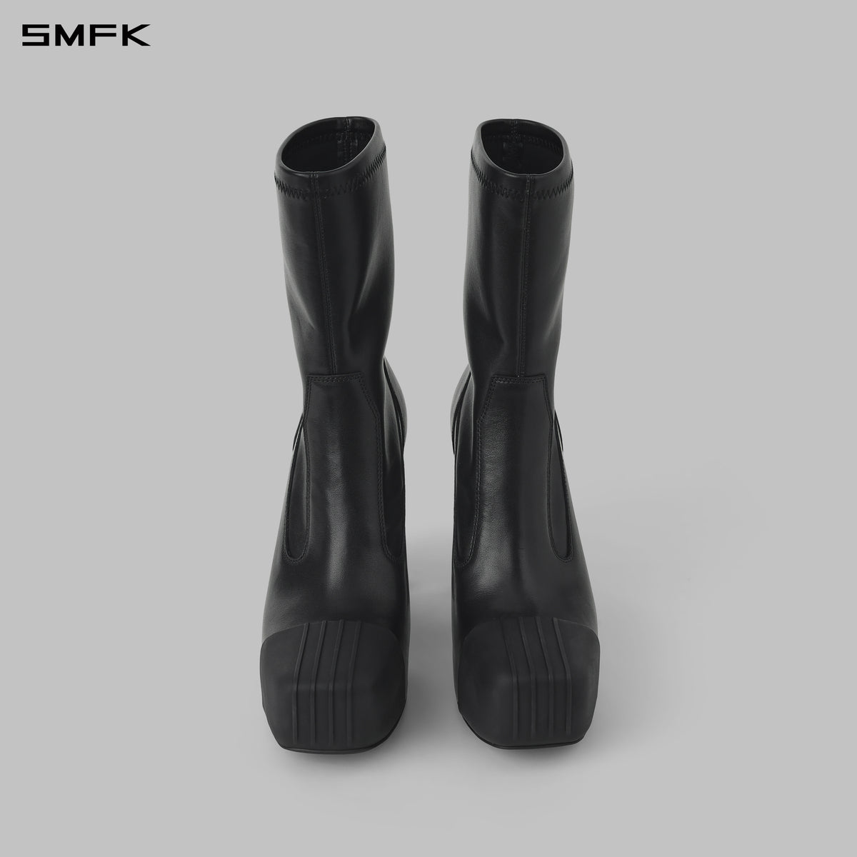 PRISM PLATFORM HEEL STRETCH BOOTS/LEATHER/W WILD BLACK