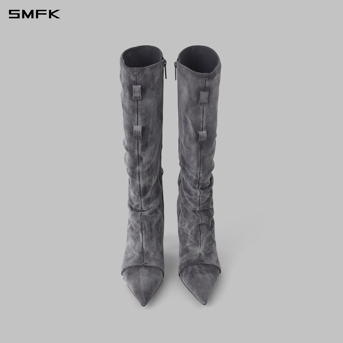 WIZARD TALL HIGH-HEELED BOOTS/CALF/W DUSTY GREY