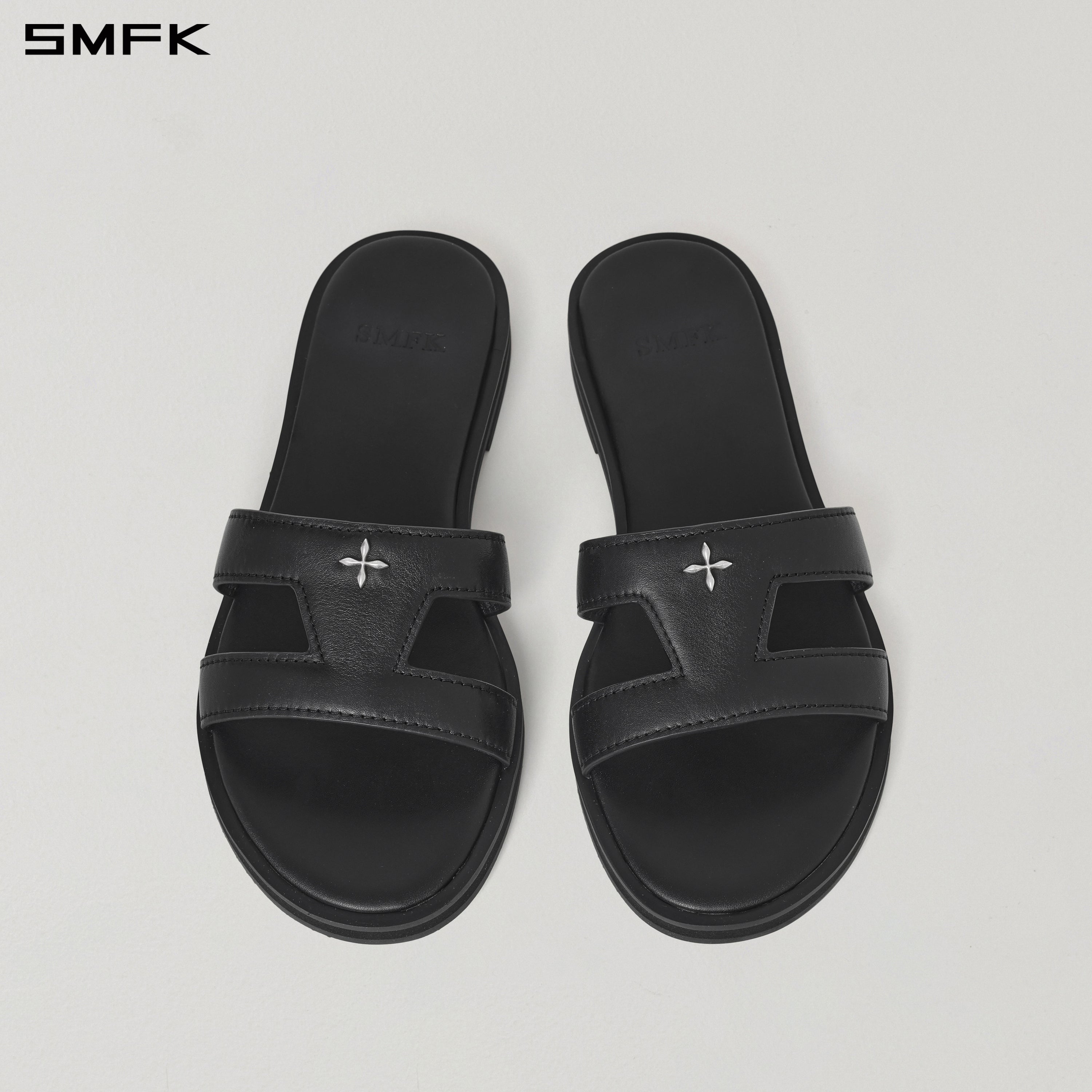 MIRAGE PRISM FLAT LEATHER SANDAL/CALF WILD BLACK
