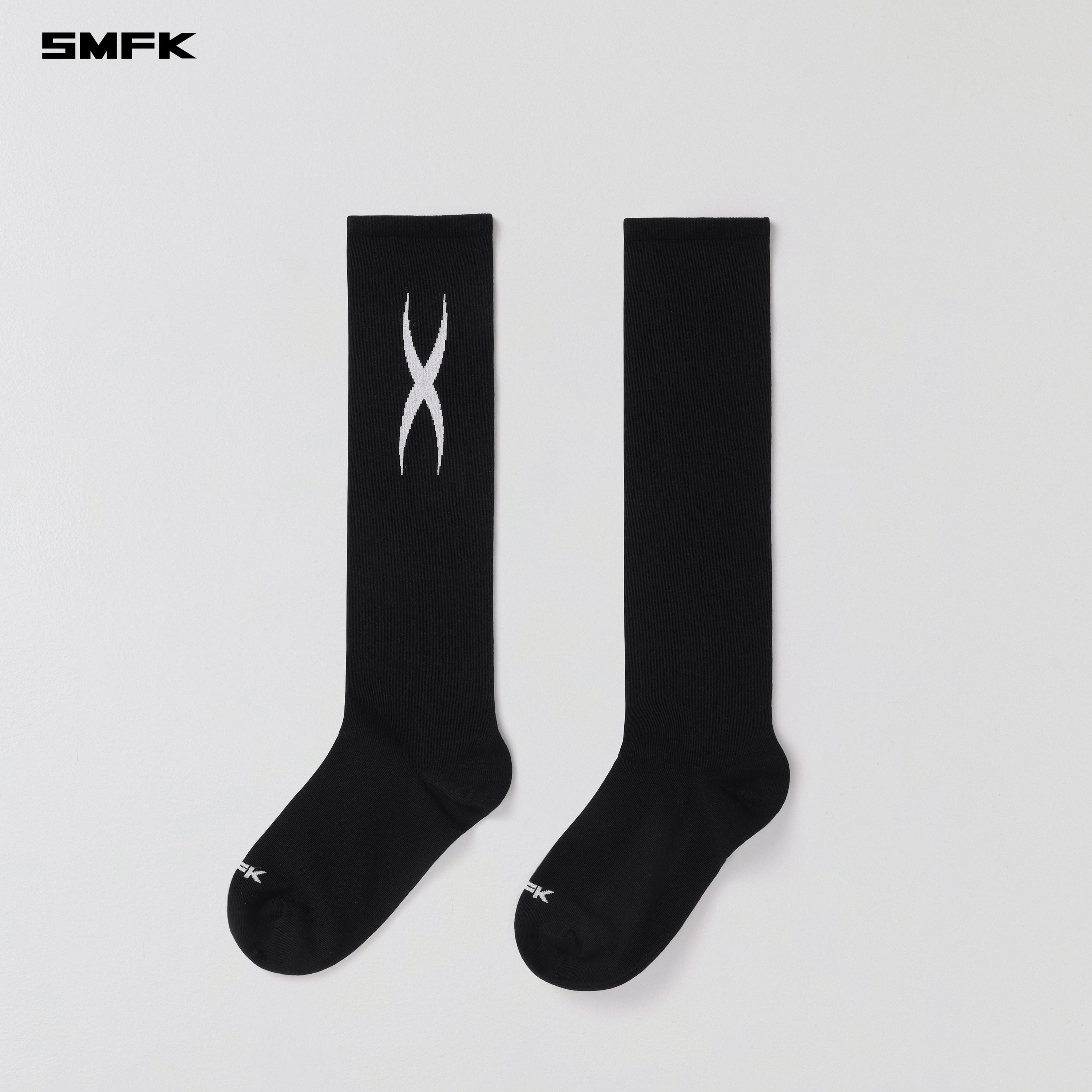 POISE MIDDLE SPORTS SOCKS/LONG-STAPLE COTTON+LYCRA WILD BLACK (2 Pairs)