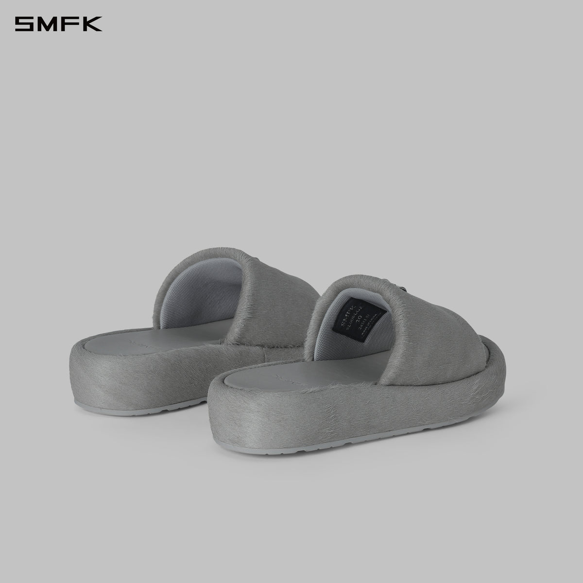 PRISM WORLD LEATHER SLIDES GLACIER GREY