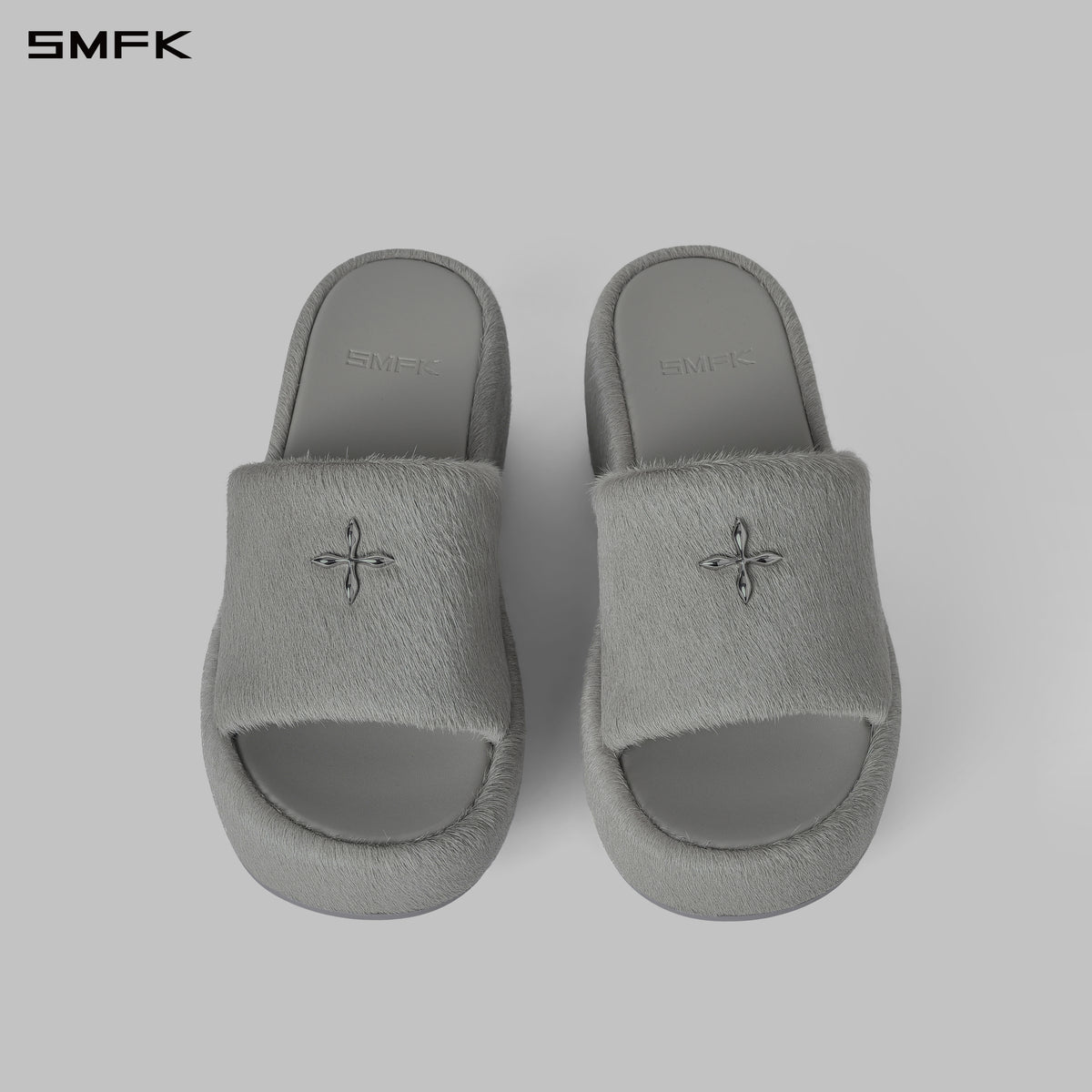 PRISM WORLD LEATHER HEELED SLIDES GLACIER GREY