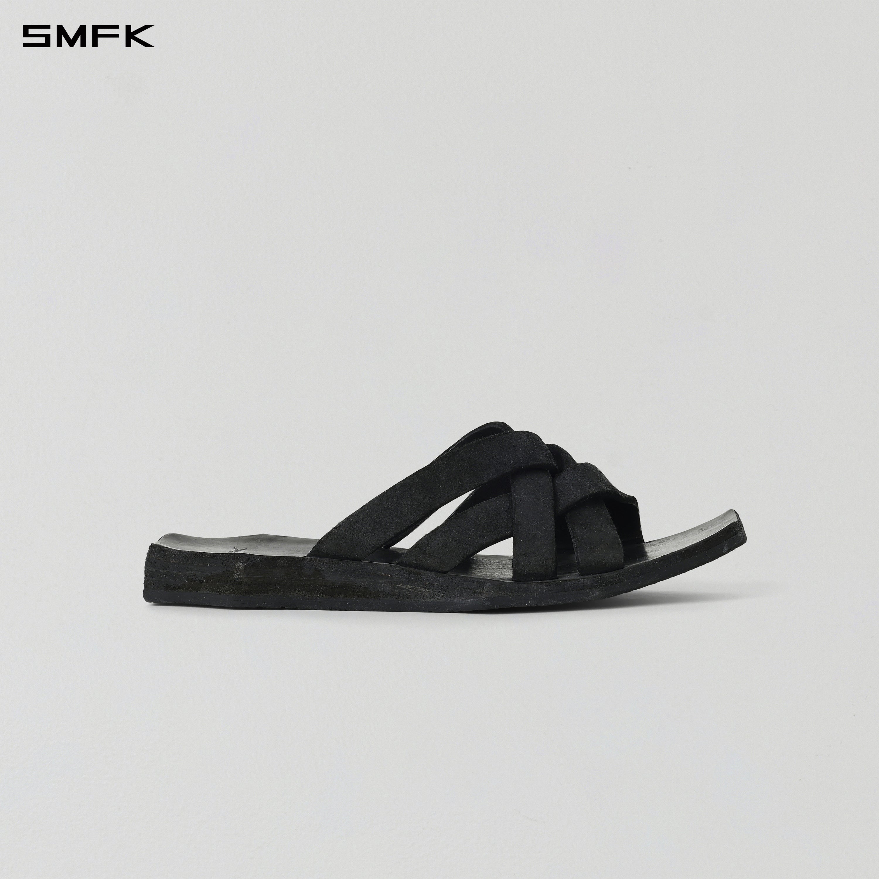 PRISM CLASSIC HANDCRAFTED LEATHER SLIDES/HORSEHIDE/W WILD BLACK
