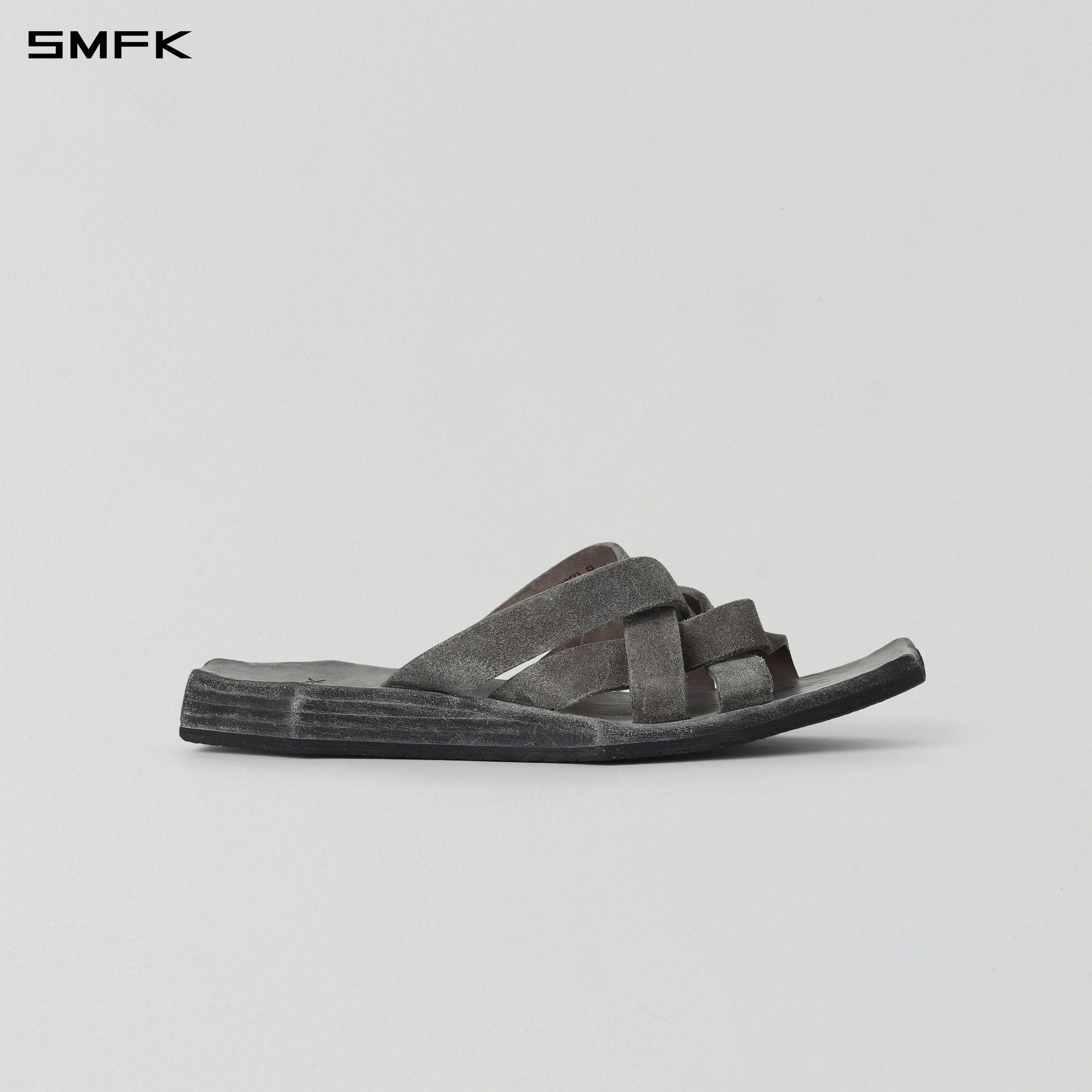 PRISM CLASSIC HANDCRAFTED LEATHER SLIDES/HORSEHIDE/W GLACIER GREY