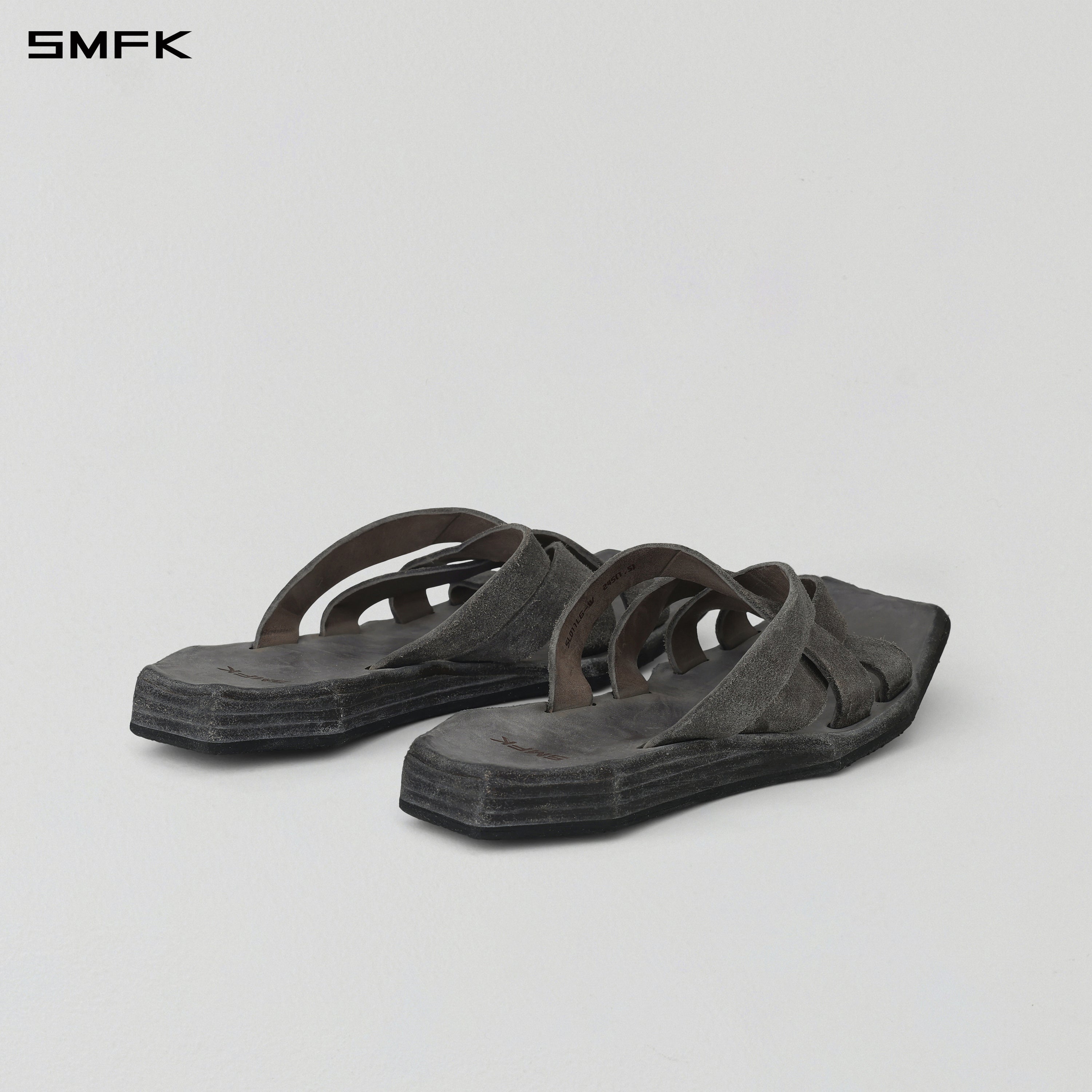 PRISM CLASSIC HANDCRAFTED LEATHER SLIDES/HORSEHIDE/W GLACIER GREY