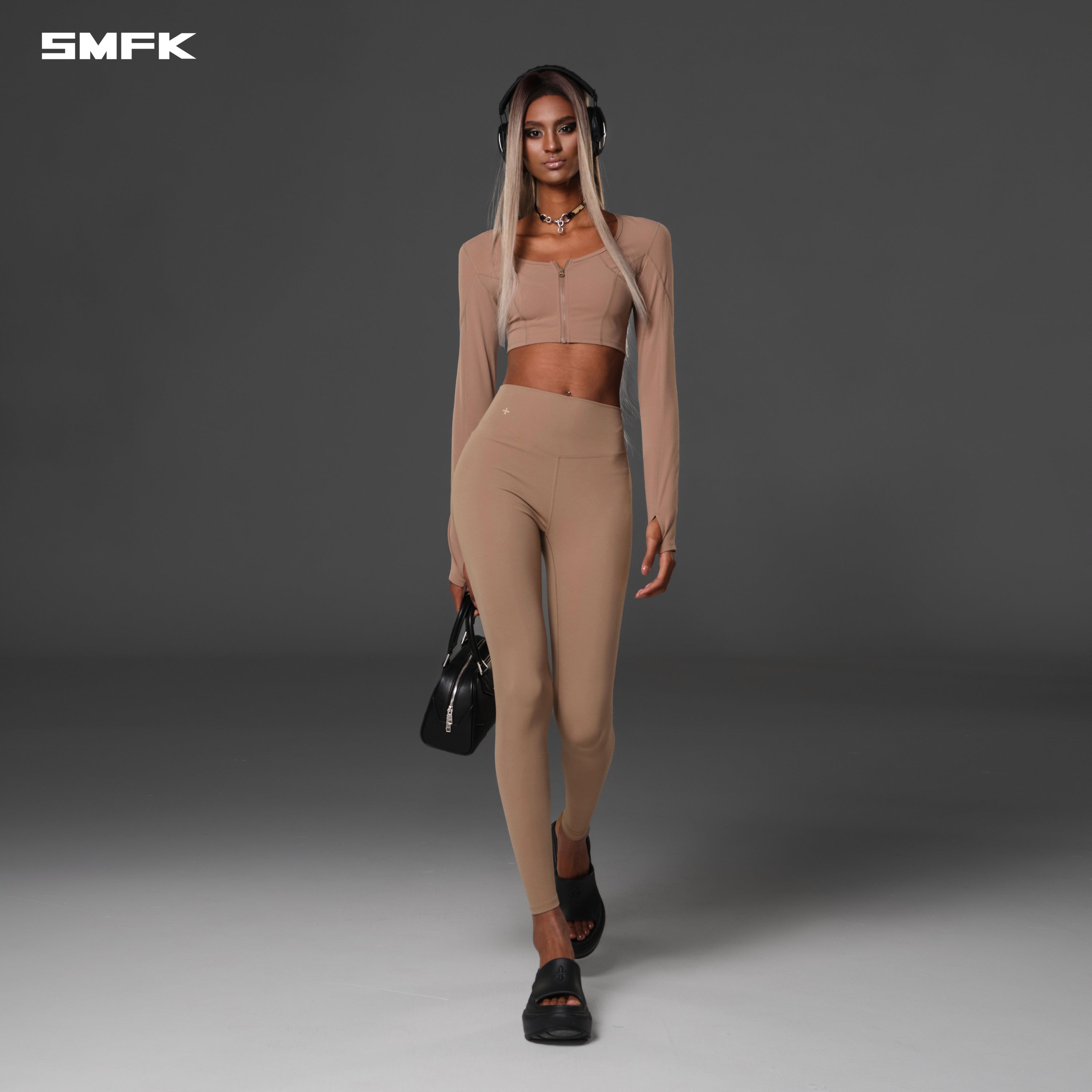 FOCUS GYM TAPER PANTS/Lycra Nylon WILD BROWN