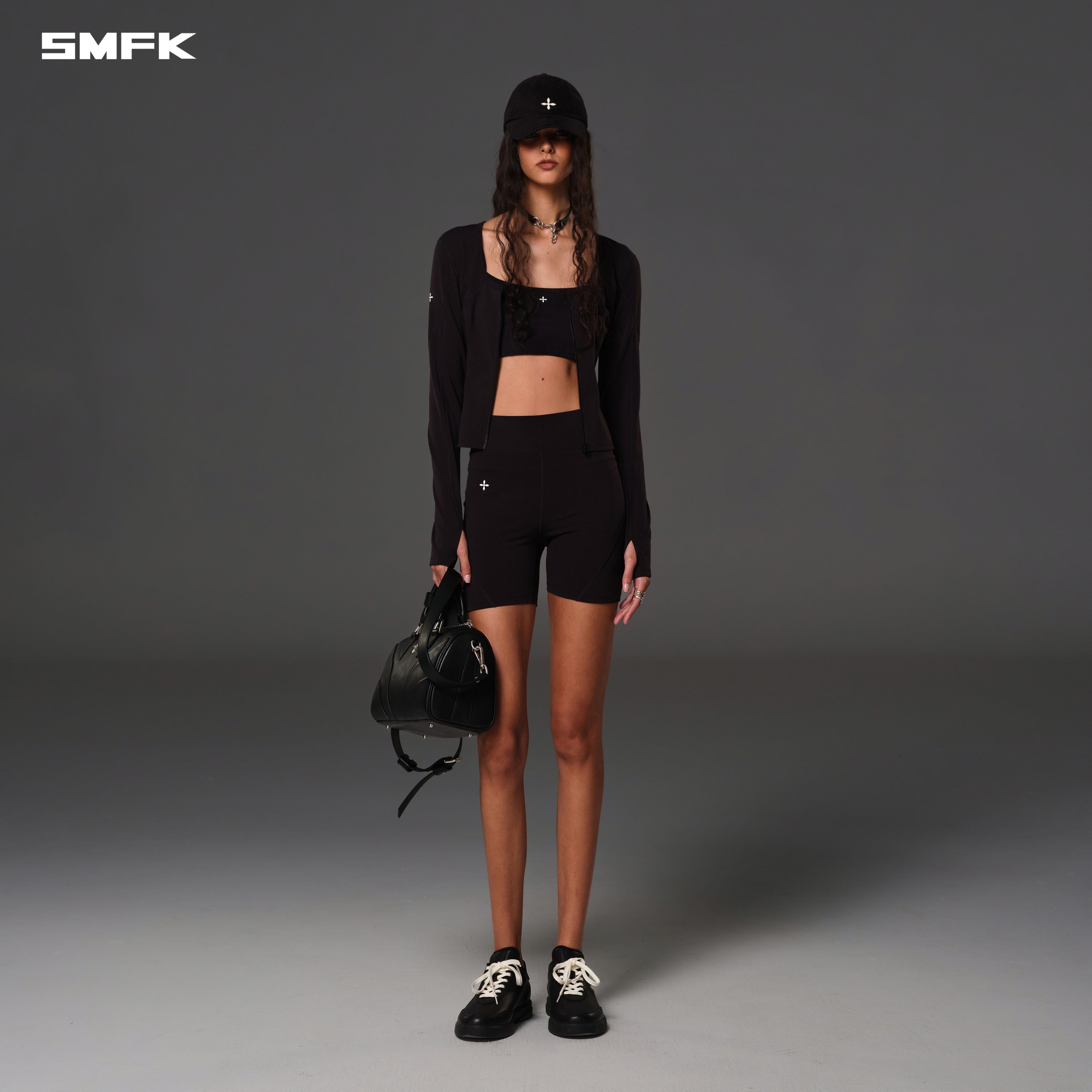 FOCUS GYM HIGH WAIST SHORTS/Lycra Nylon WILD BLACK